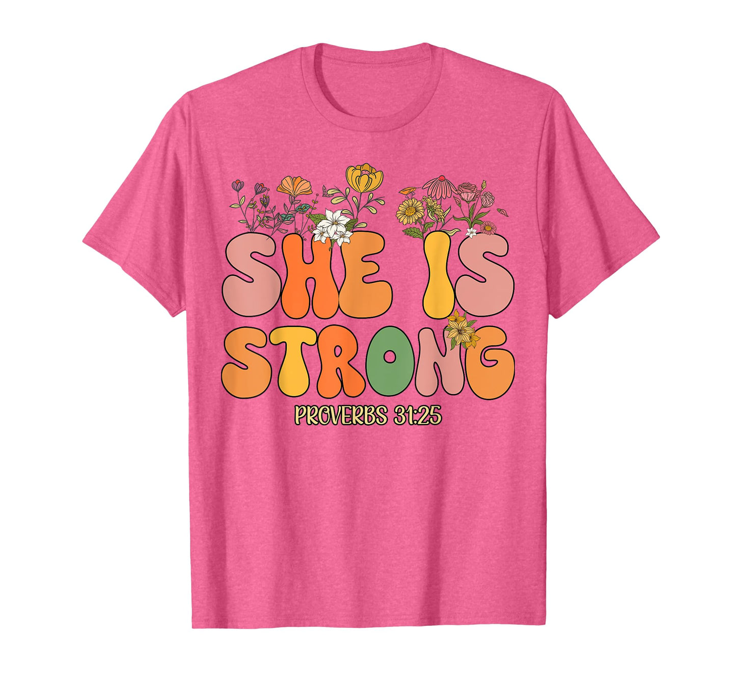 Toddler She Is Strong Proverbs 31 Kid Groovy Jesus Christian T-Shirt
