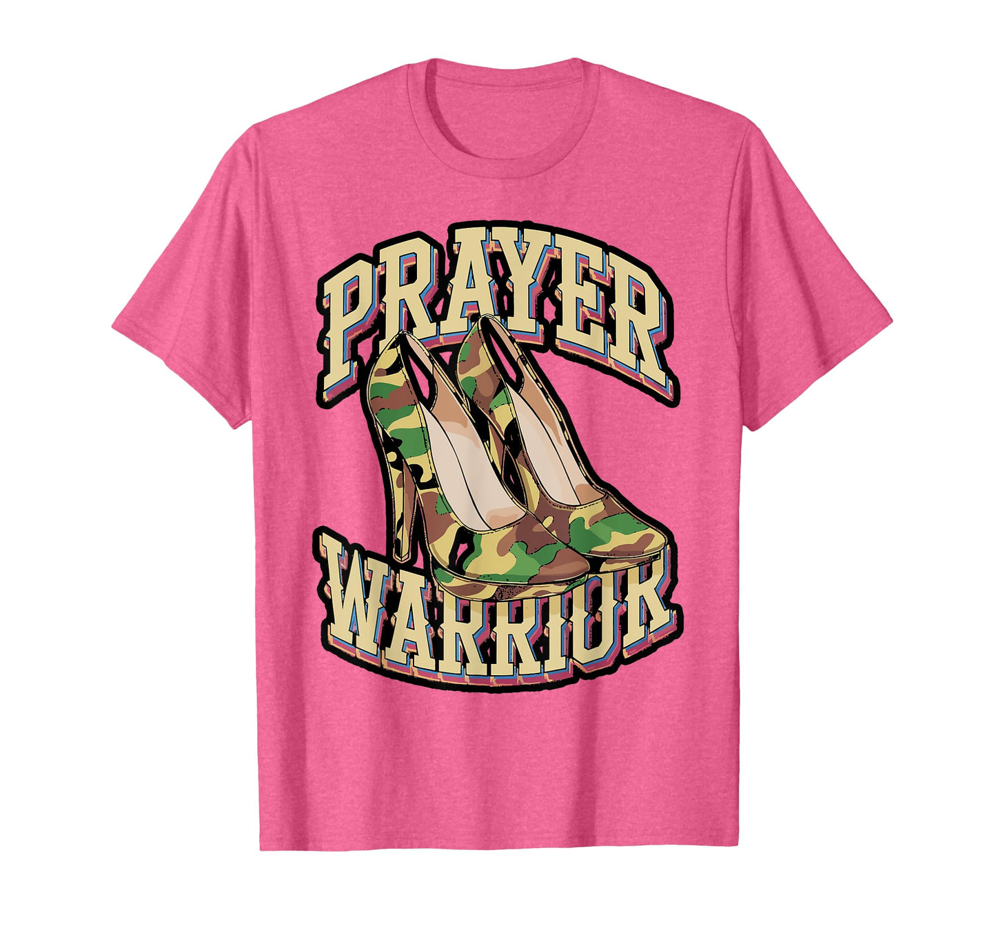 Prayer Warrior Camo High Heel Faith Design T-Shirt
