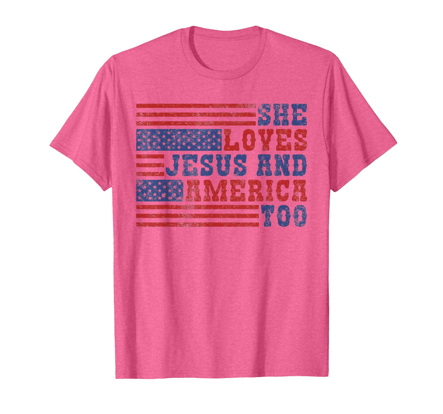 She Loves Jesus And America Too Vintage 4th of July Meme T-Shirt
