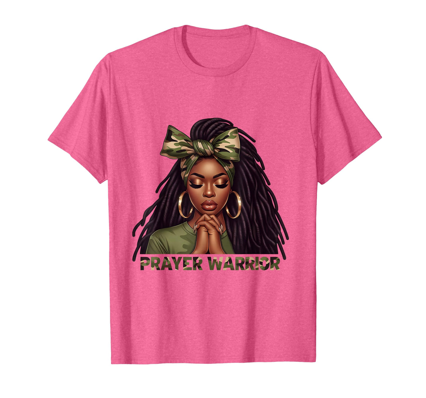 Christian Inspirational Camo Pray Faith Black Woman T-Shirt