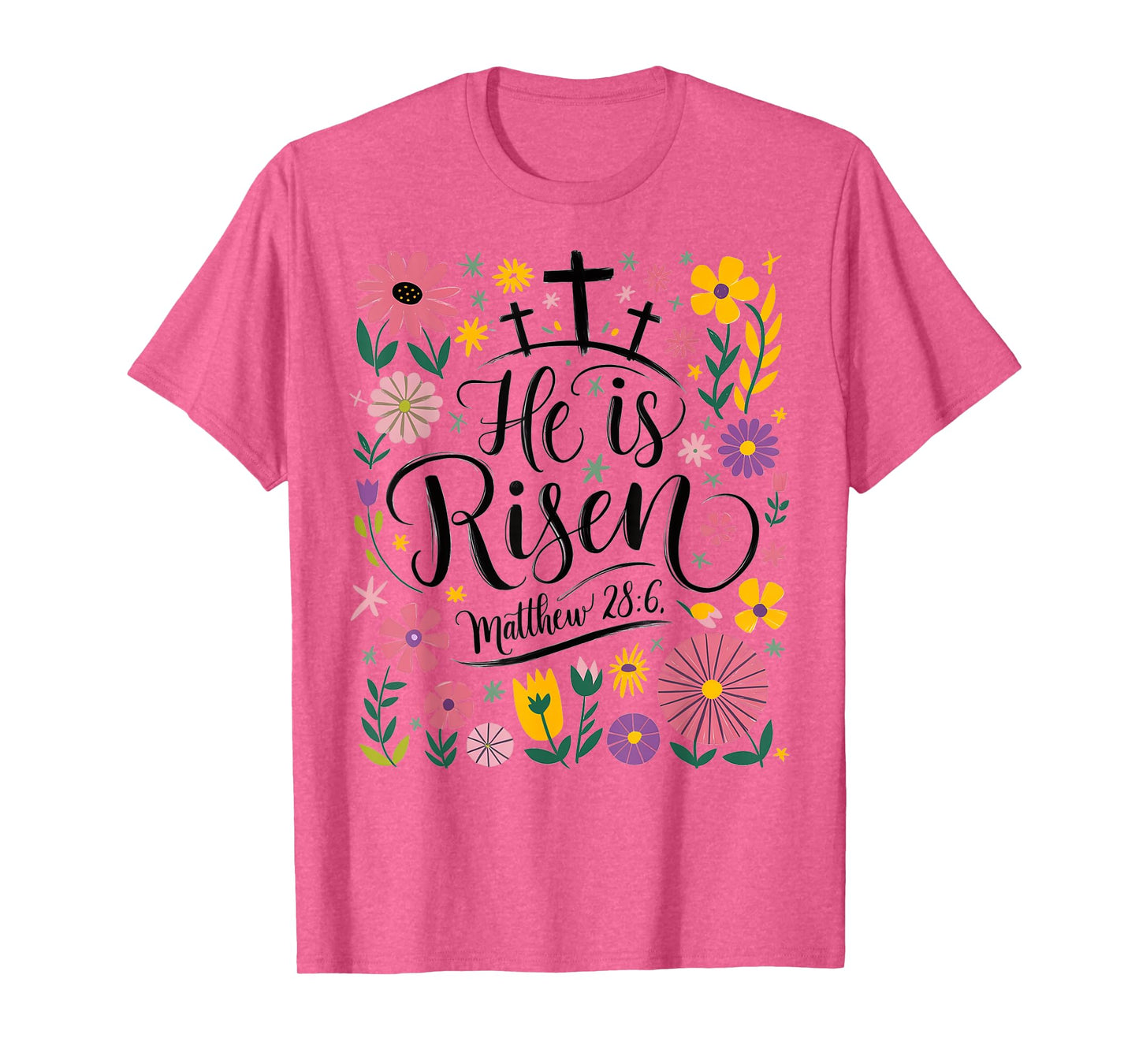 He Is Risen Jesus Christian Easter Flower Floral Women Girl T-Shirt