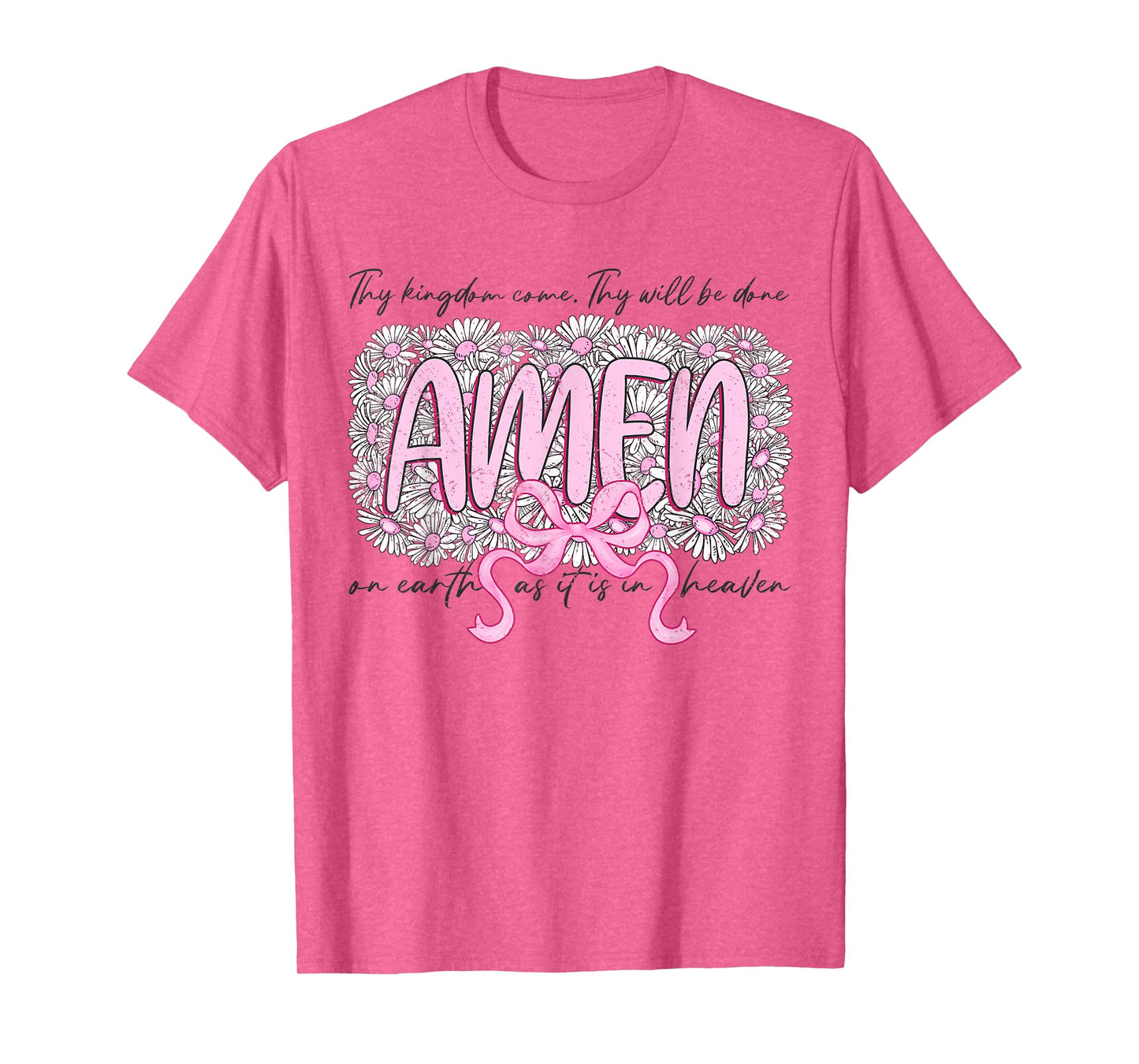 Floral AMEN Coquette Bow Bible Verse Christian Jesus Women T-Shirt