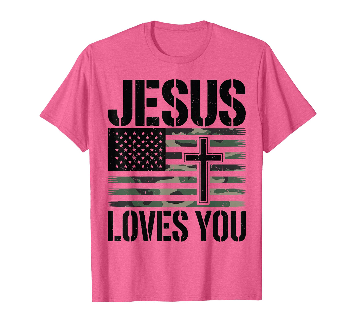 Camo Jesus Loves You Teen Girl Cute Christian Bible Verse T-Shirt