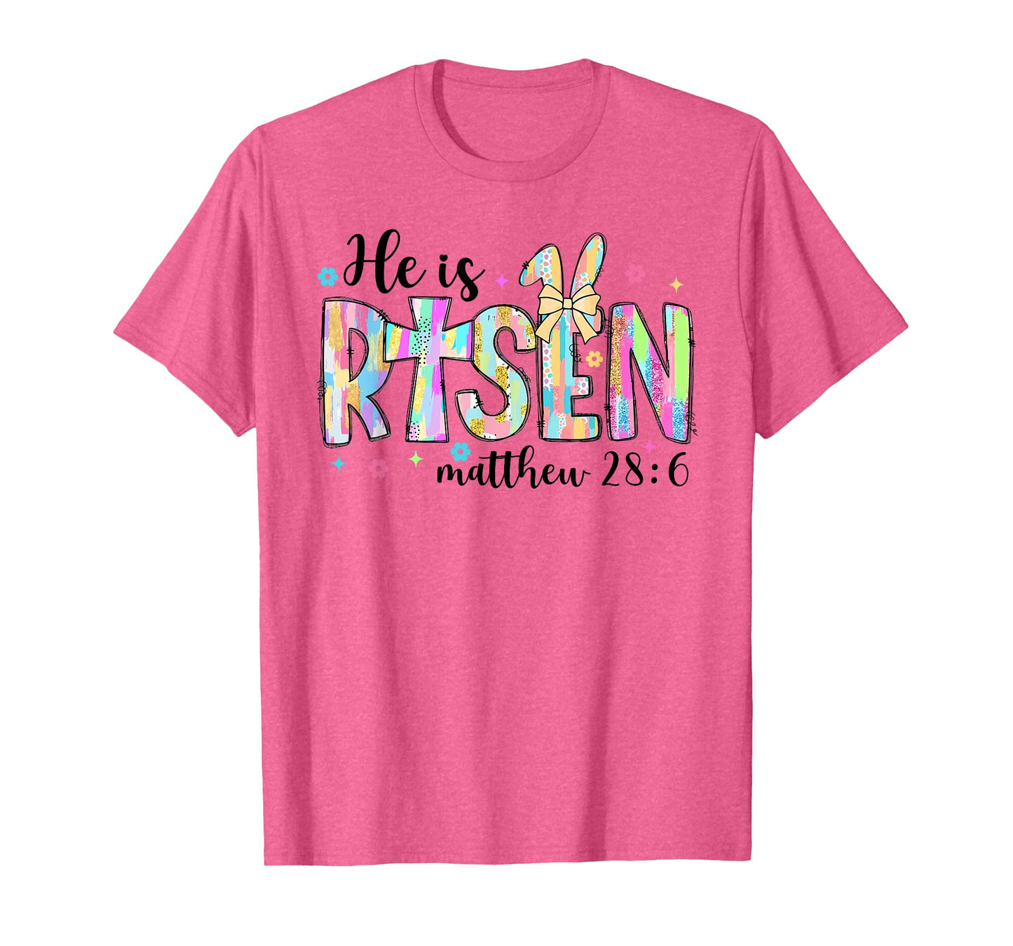 Retro He Is Risen God Jesus Religious Christian Easter Bunny T-Shirt