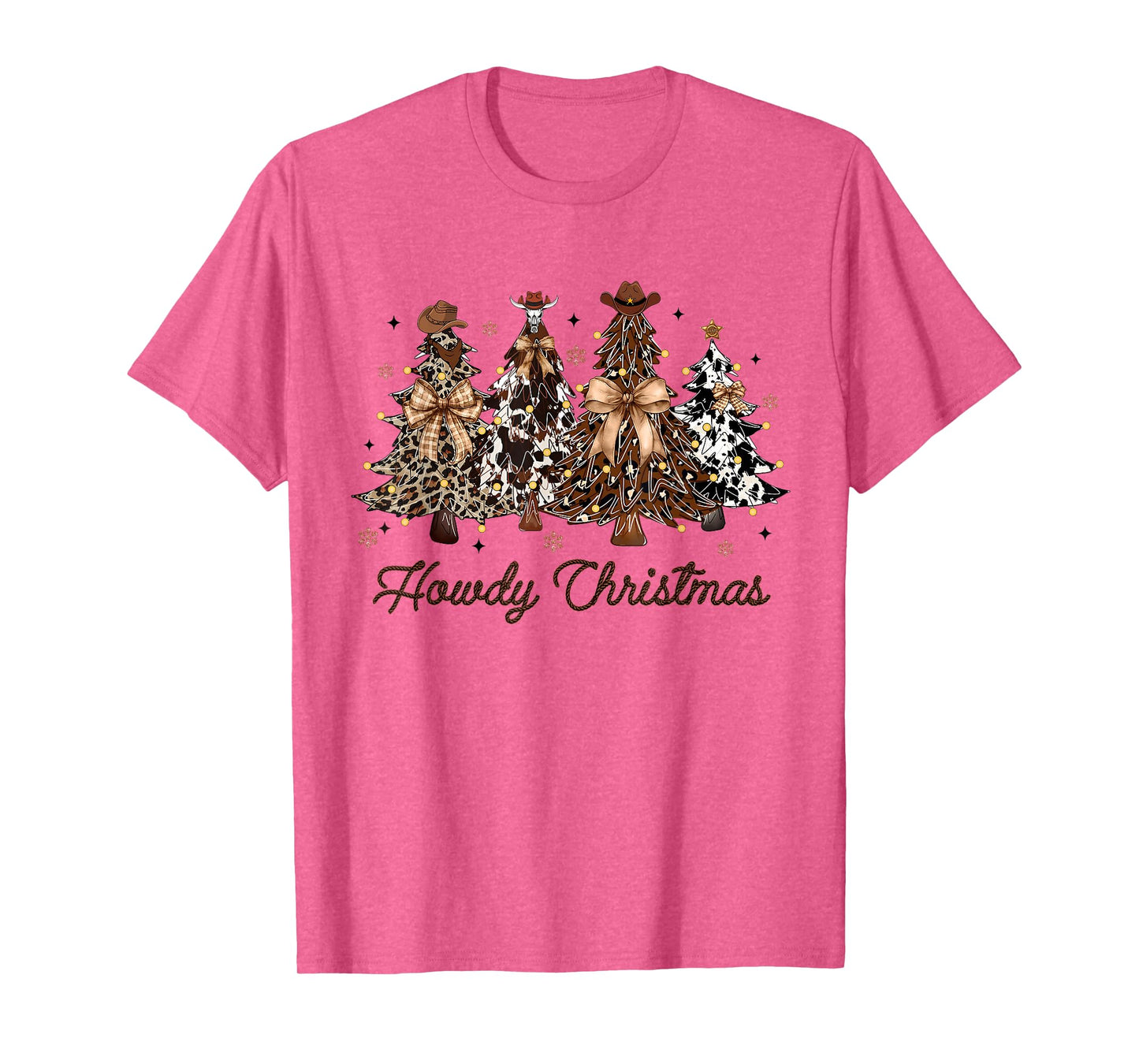 Howdy Christmas Tree Coquette Bow Western Xmas Pjs Cowgirl T-Shirt