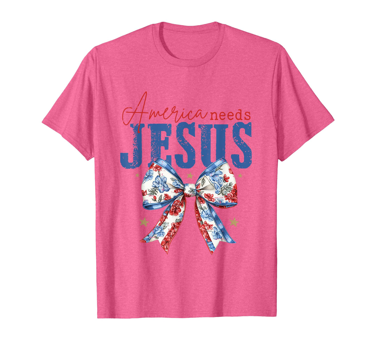 Coquette Bow Funny America Needs Jesus 4th Of July Christian T-Shirt