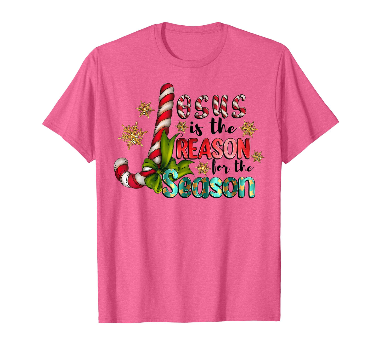 Jesus Is The Reason With Christmas Candy Christian God Lover T-Shirt
