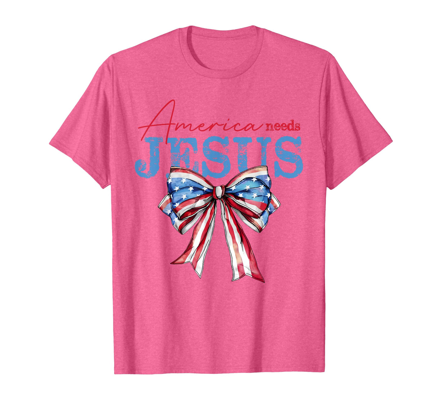 America Needs Jesus Christian USA Flag Coquette 4th Of July T-Shirt