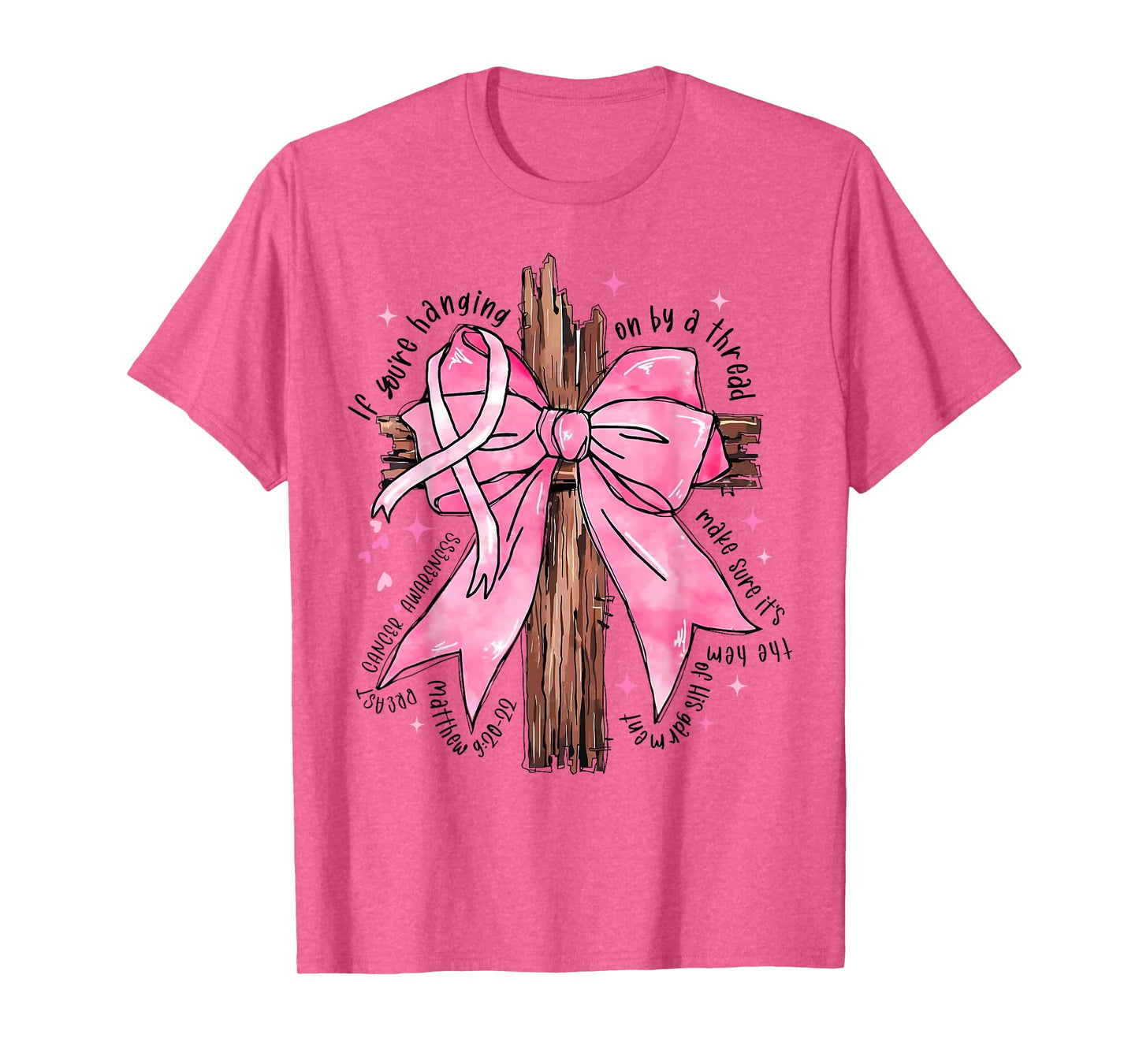 Christian Jesus Pink Coquette Bow Breast Cancer Awareness T-Shirt