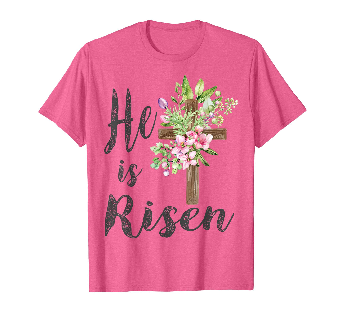 He is Risen Floral Cross Vintage Happy Easter T-Shirt