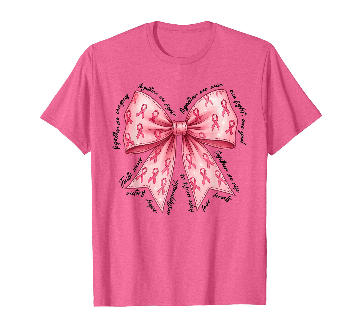 Pink Bow Breast Cancer Pink Ribbon in October We Wear Pink T-Shirt