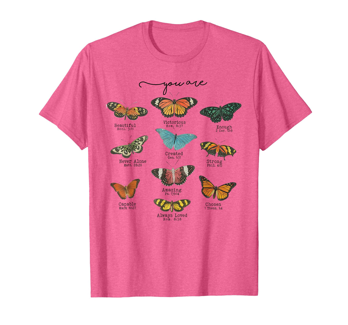 You Are Beautiful Bible Verse Religious Christian Butterfly T-Shirt