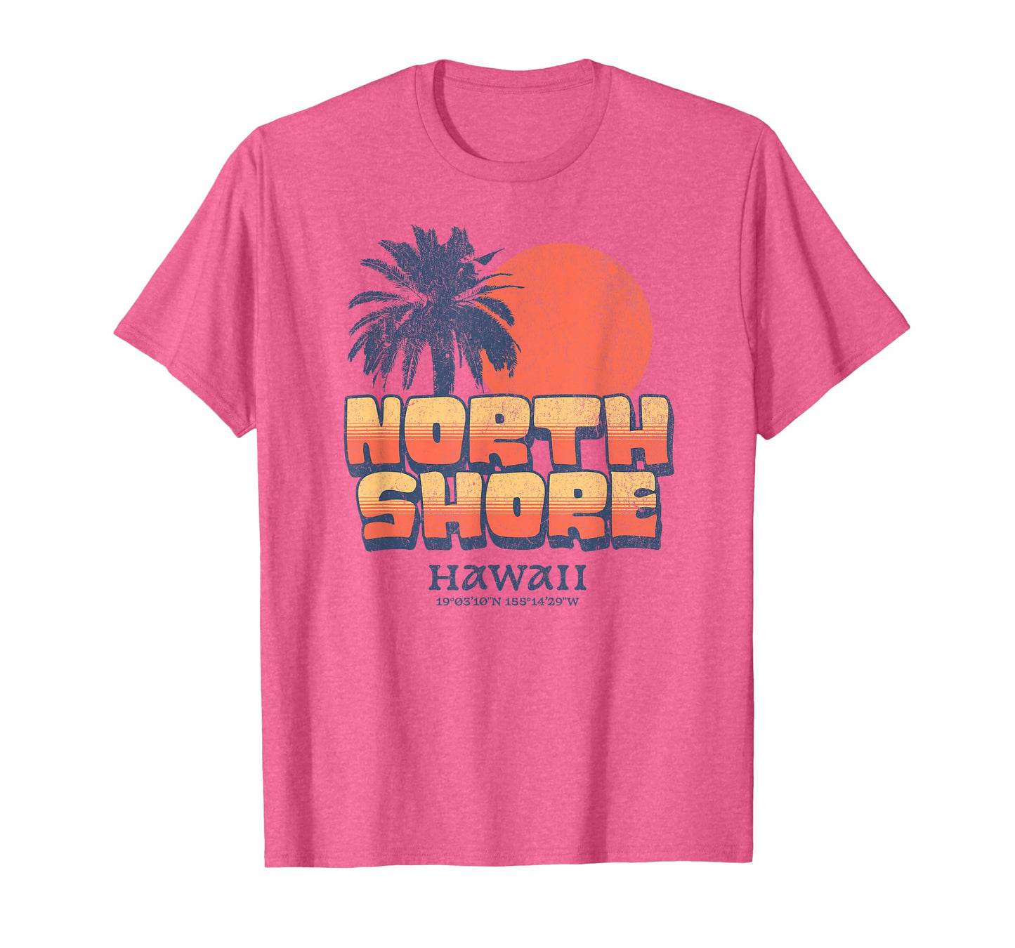 North Shore Hawaii Retro Sunset Palm Tree Hawaiian Beach T-Shirt