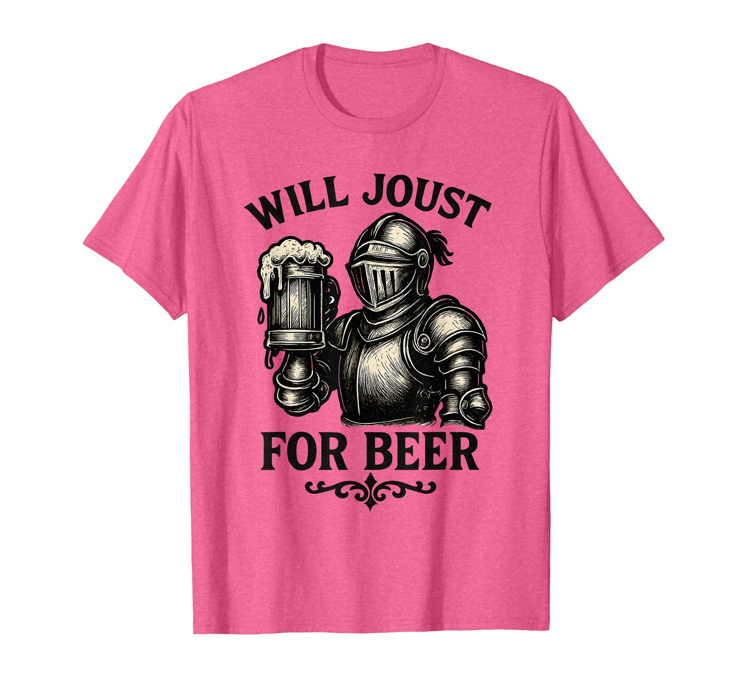 Will Joust for Beer Funny Medieval Knight Drinking Design T-Shirt