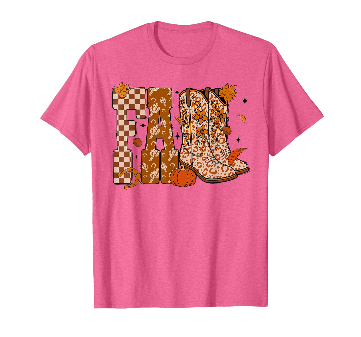 Howdy Western Boots Cowgirl Cowboy Checkered Fall Pumpkin T-Shirt