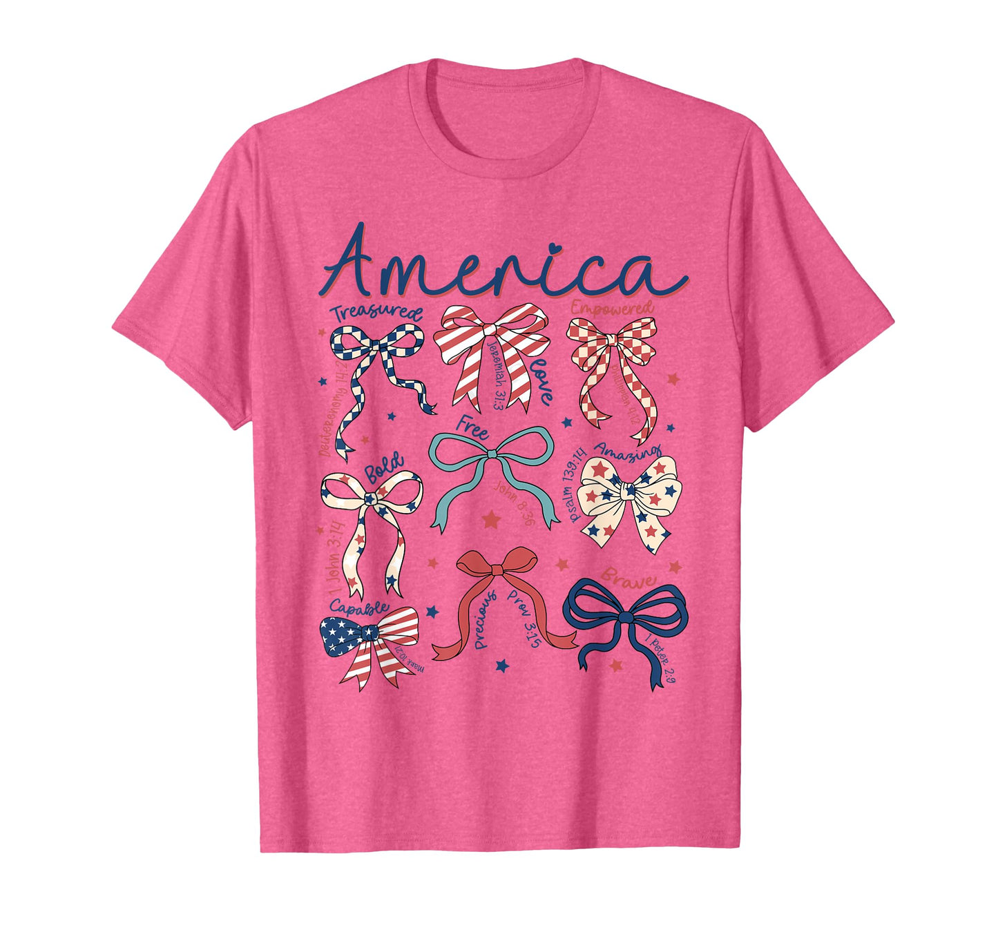 AMERICA Christian Coquette Bow 4th of July Religious Faith T-Shirt