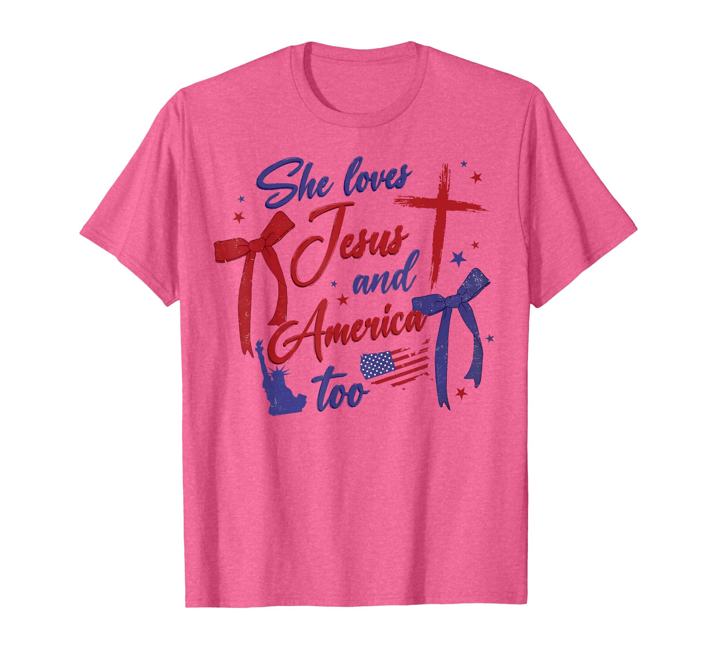 4th Of July She Loves Jesus And America Too Christian Faith T-Shirt