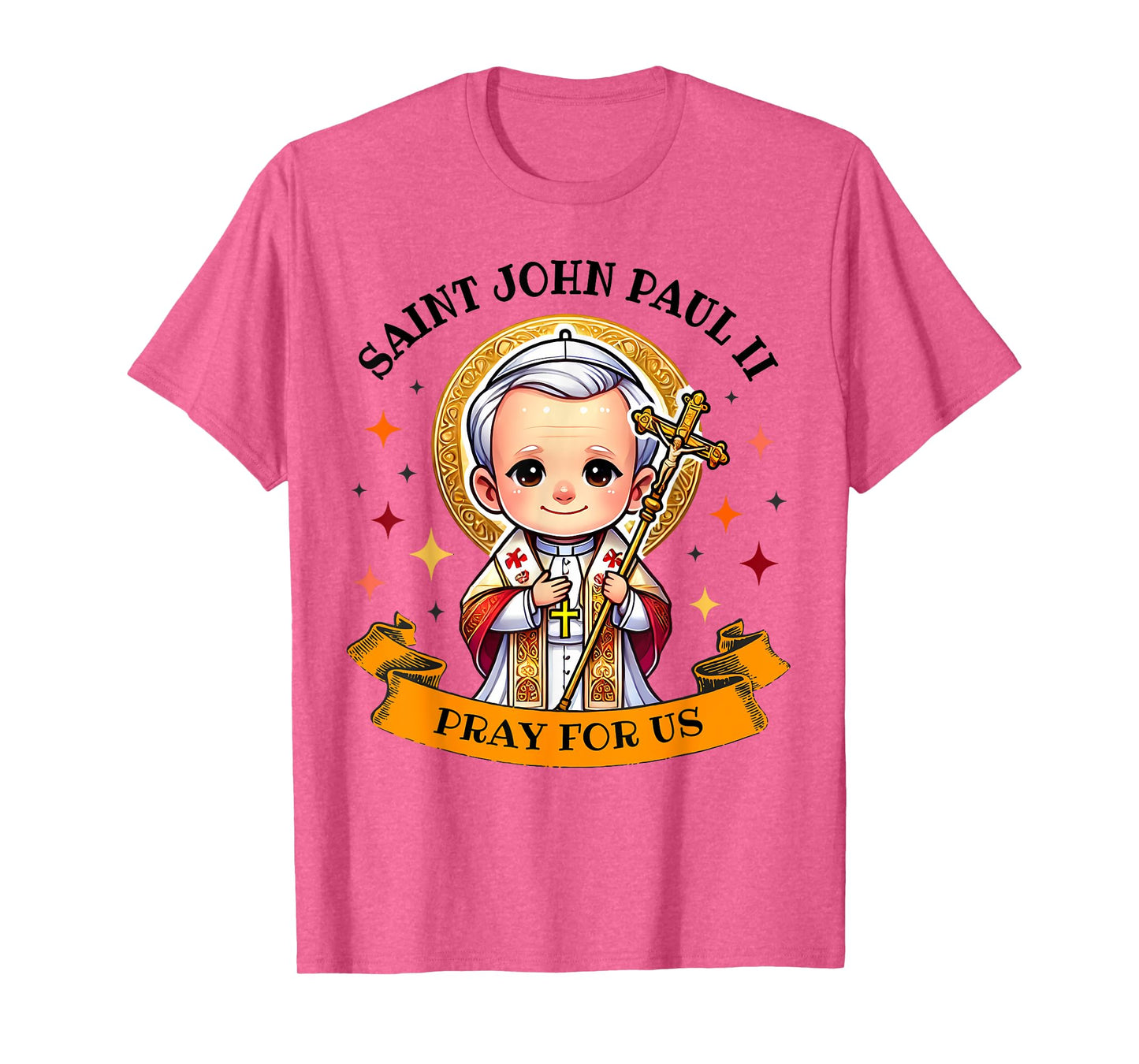 Saint John Paul II Pray for Us Catholic Cross for Kids T-Shirt