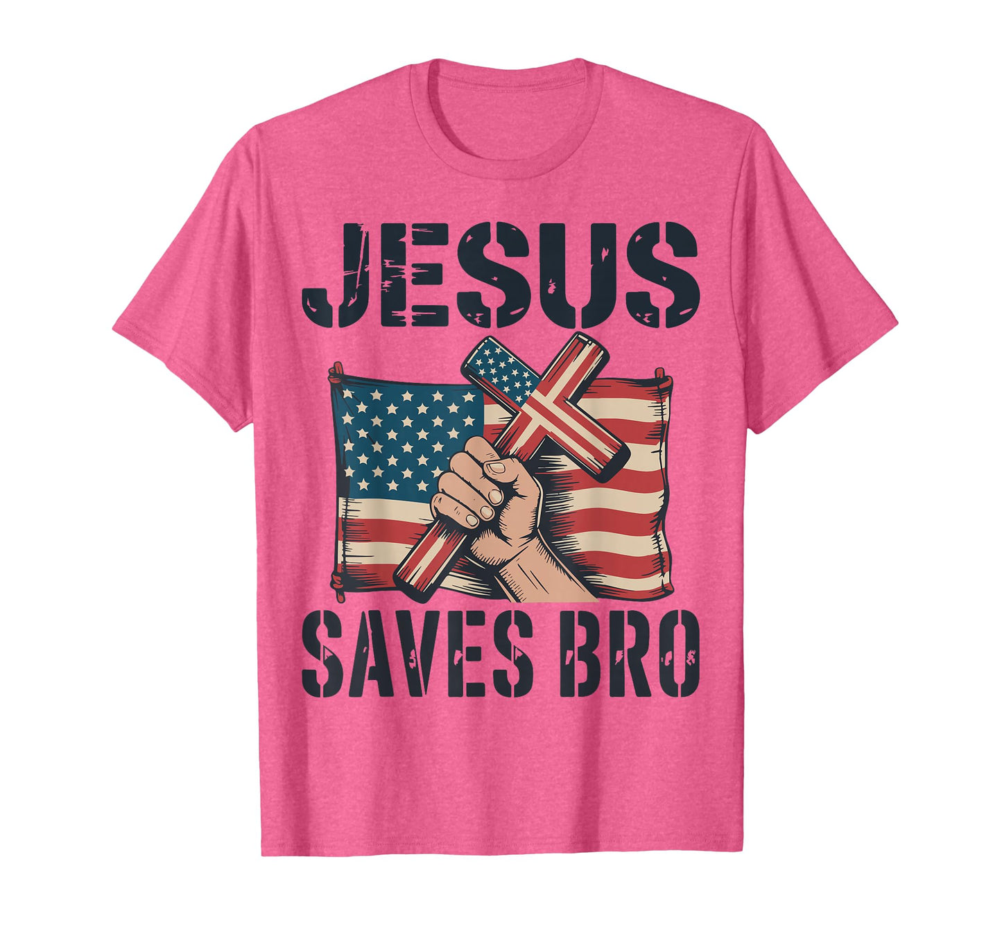 Jesus Save Bro American Flag Christian Patriotic Cross Faith T-Shirt