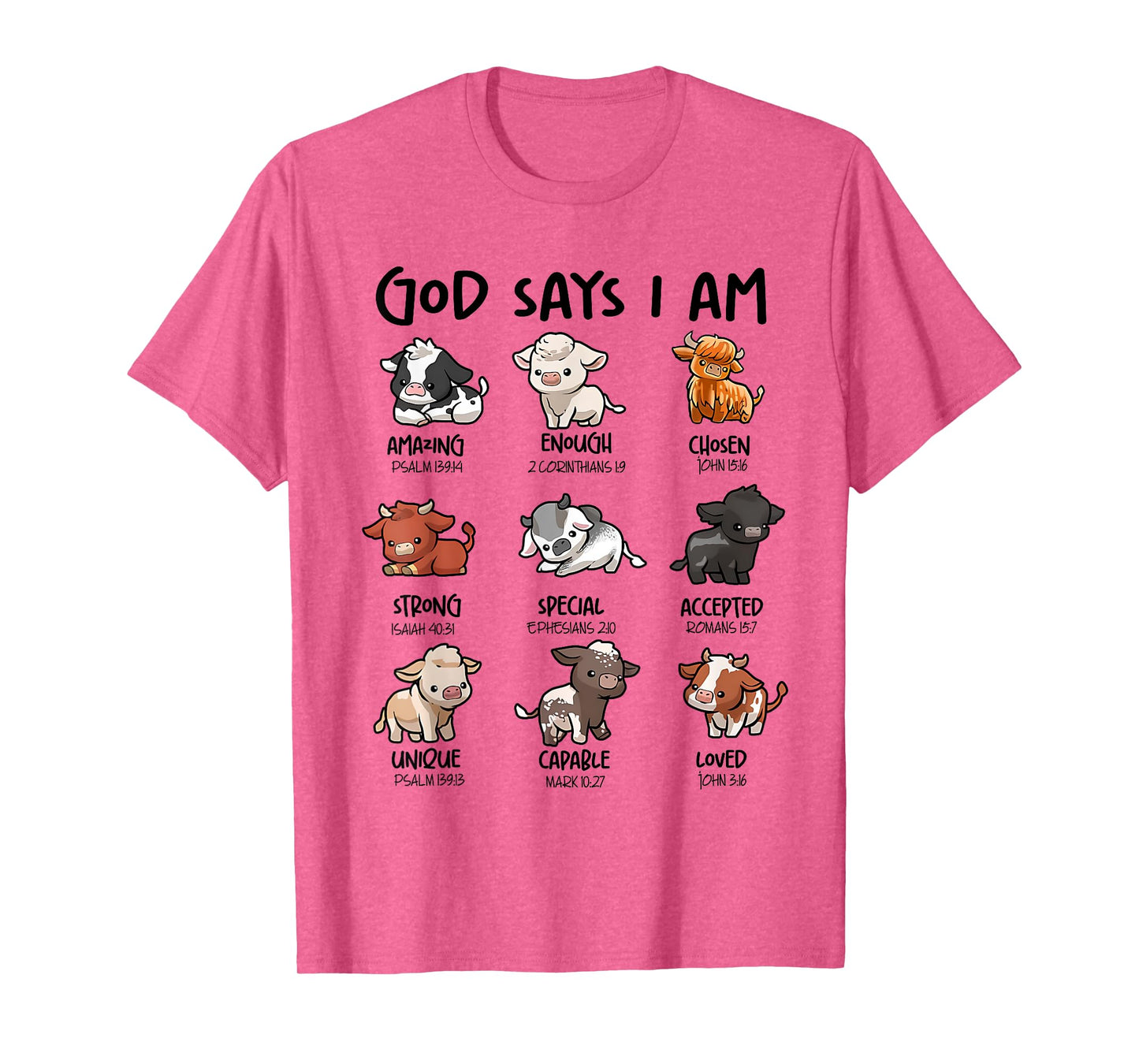 God Says I Am Highland Cow Christian Religious Scottish Cows T-Shirt