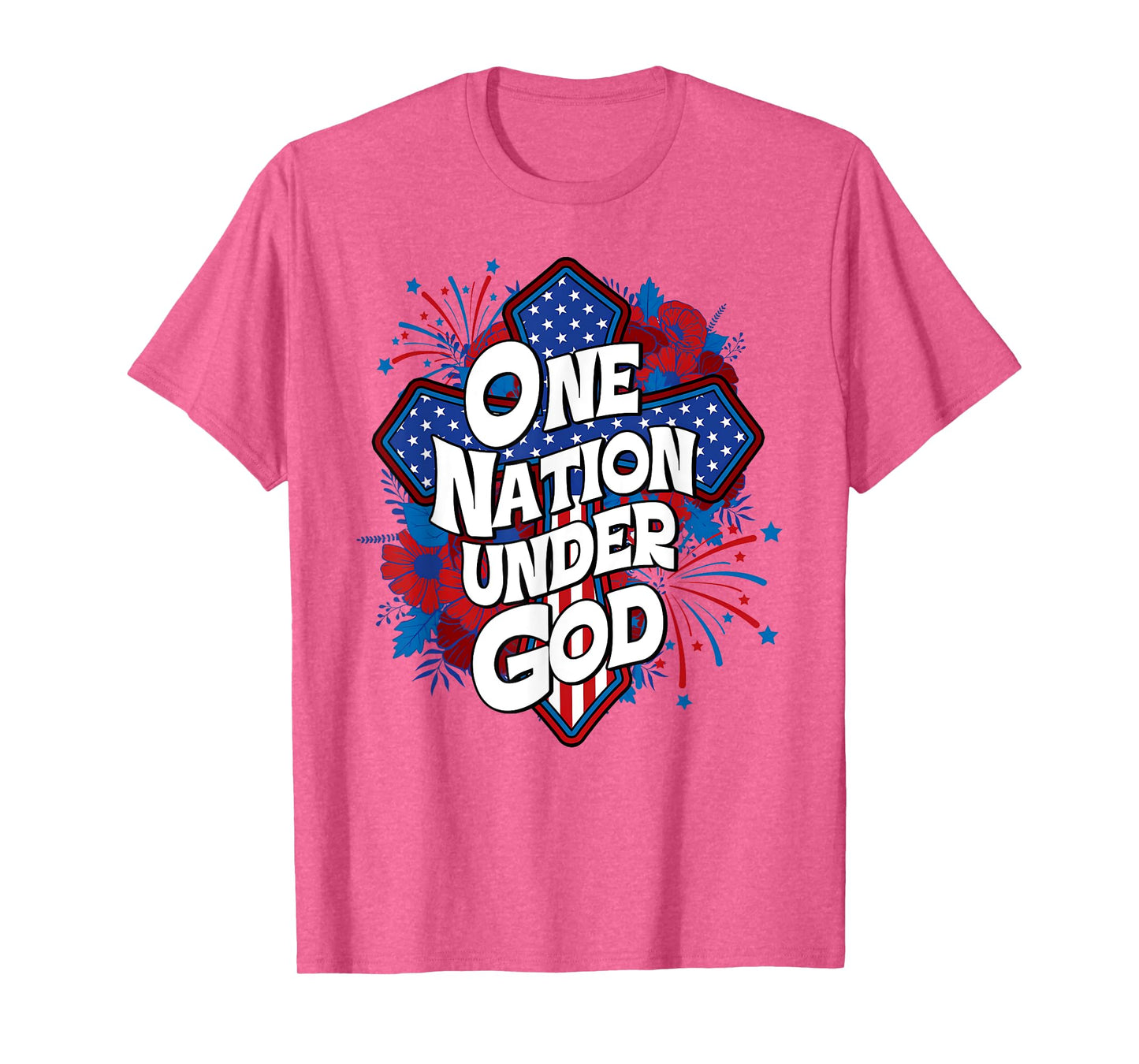 One Nation Under God USA Cross Flag Christian Men Women Kid T-Shirt
