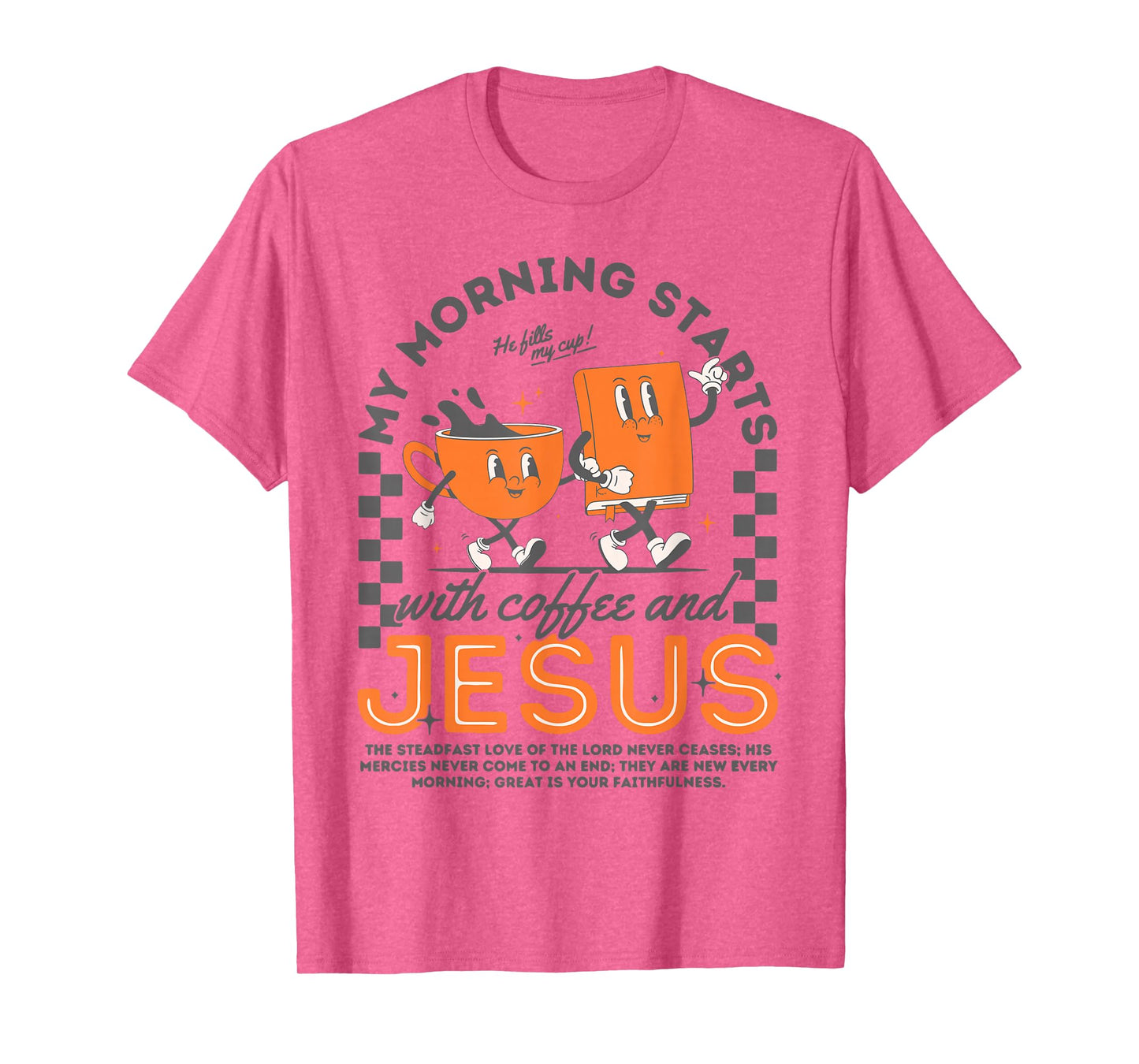 My Morning Starts With Coffee And Jesus Autumn Fall Leaves T-Shirt