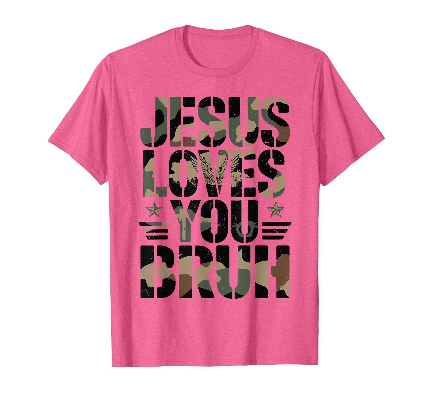 Camo Jesus Loves You Bruh Youth Boy Funny Christian Humor T-Shirt