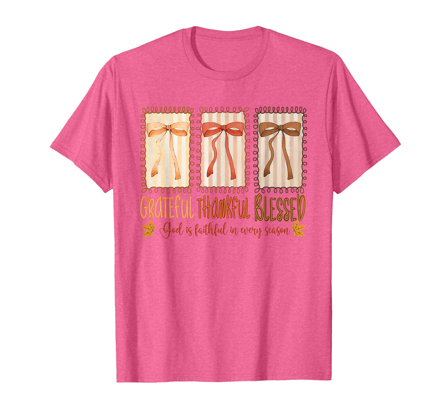 Grateful Thankful Blessed God's Faithful Christian Faith Bow T-Shirt