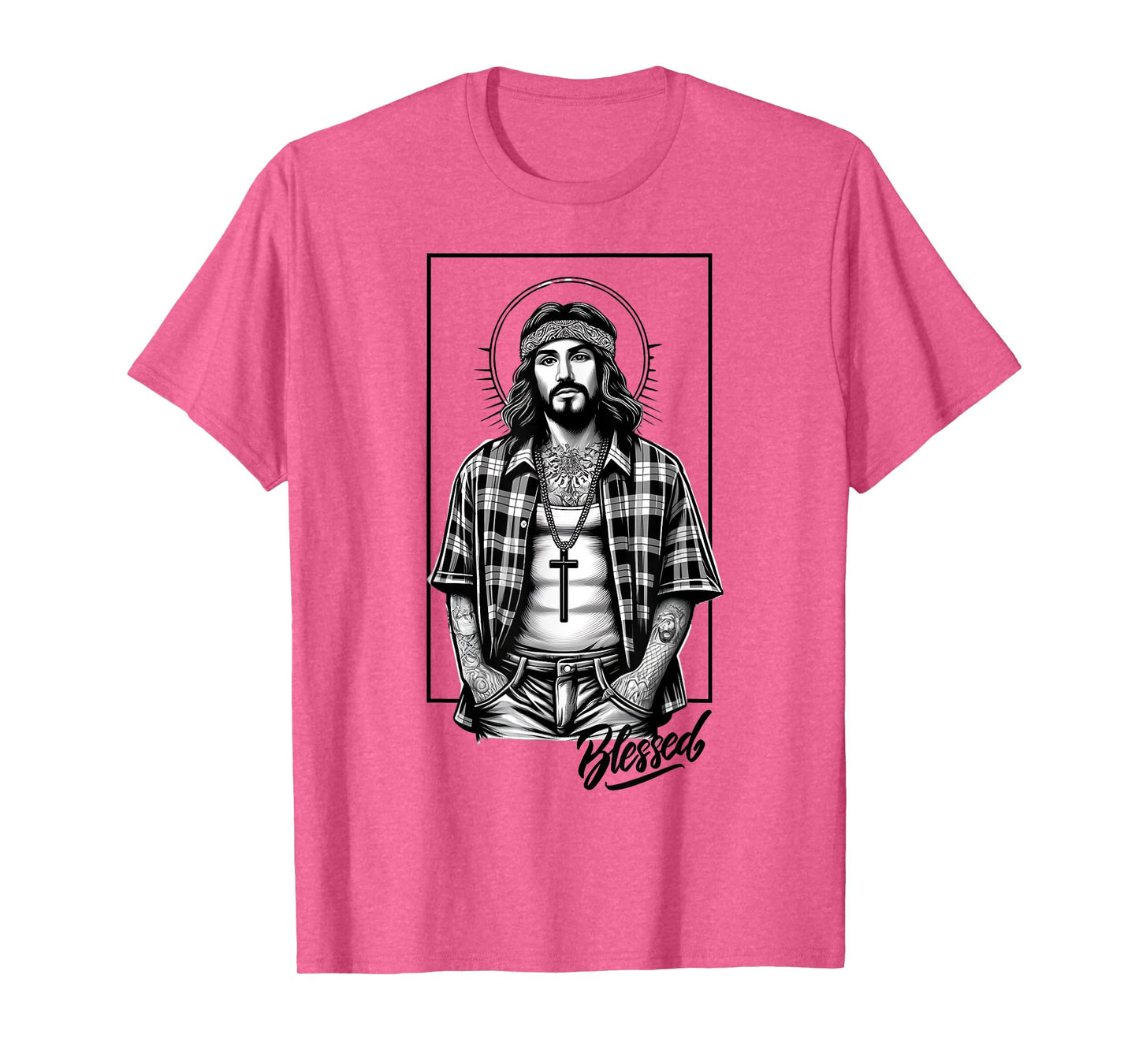 Chicano Latino Cholo Mexican Street Jesus Blessed Religious T-Shirt