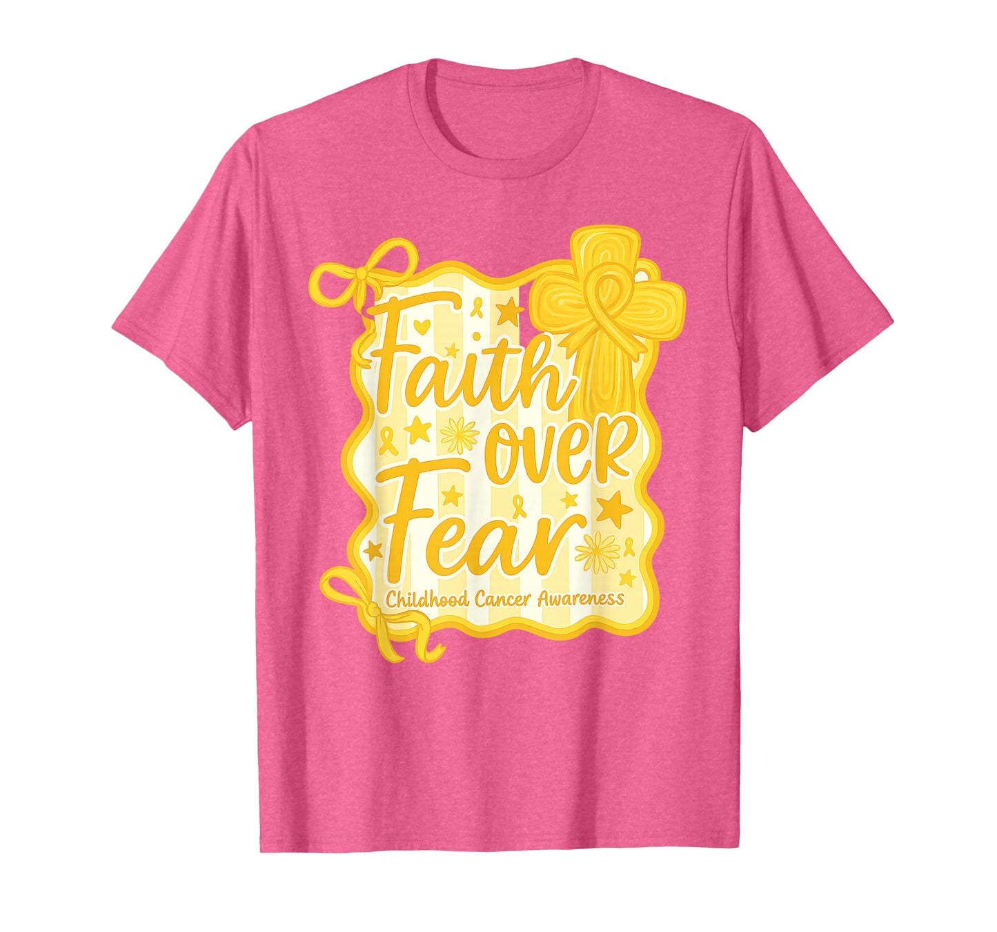 Faith Over Fear Gold Ribbon Childhood Cancer Awareness T-Shirt