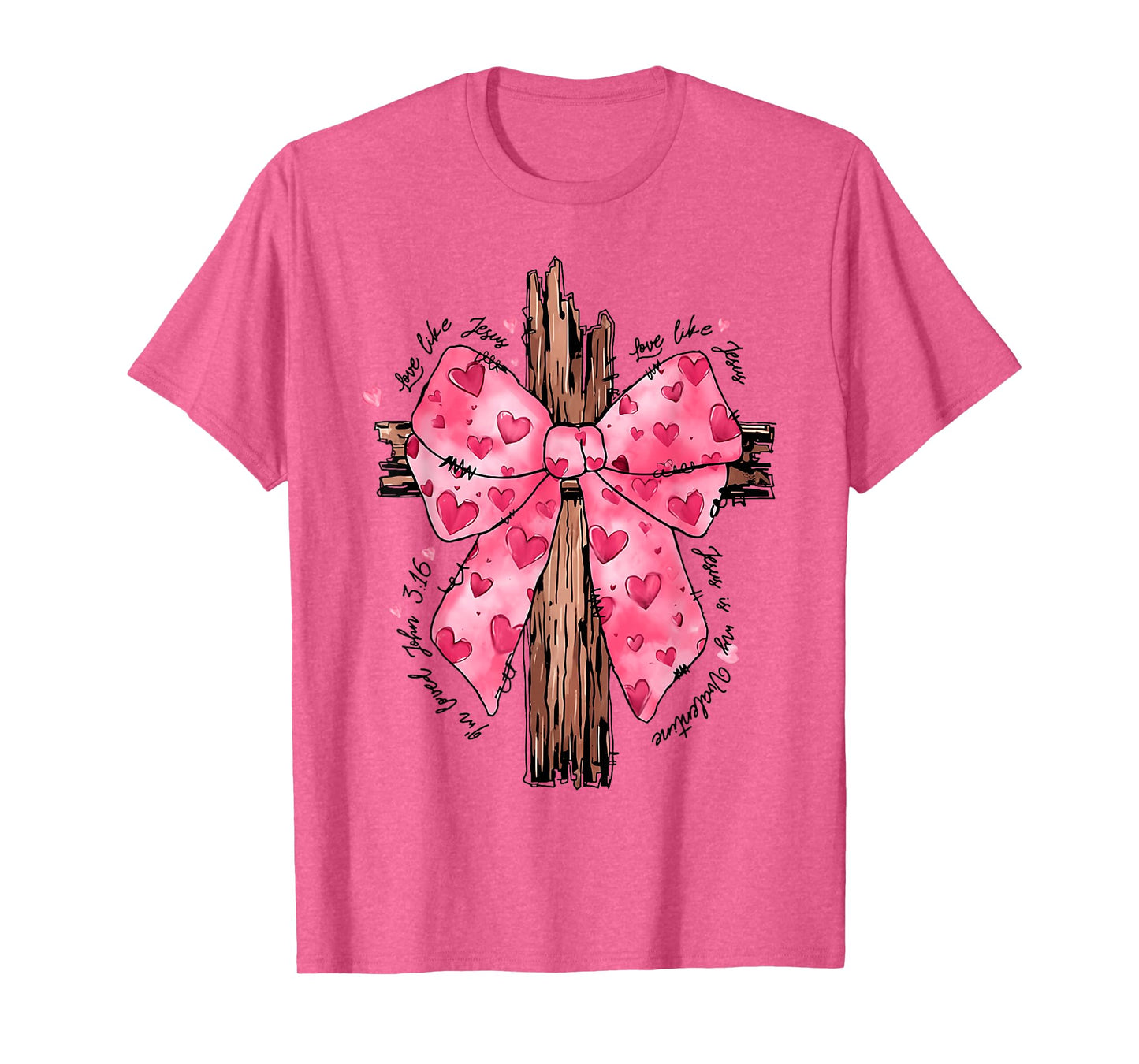 Love Like Jesus Religious God Christian Cross Coquette Bow T-Shirt