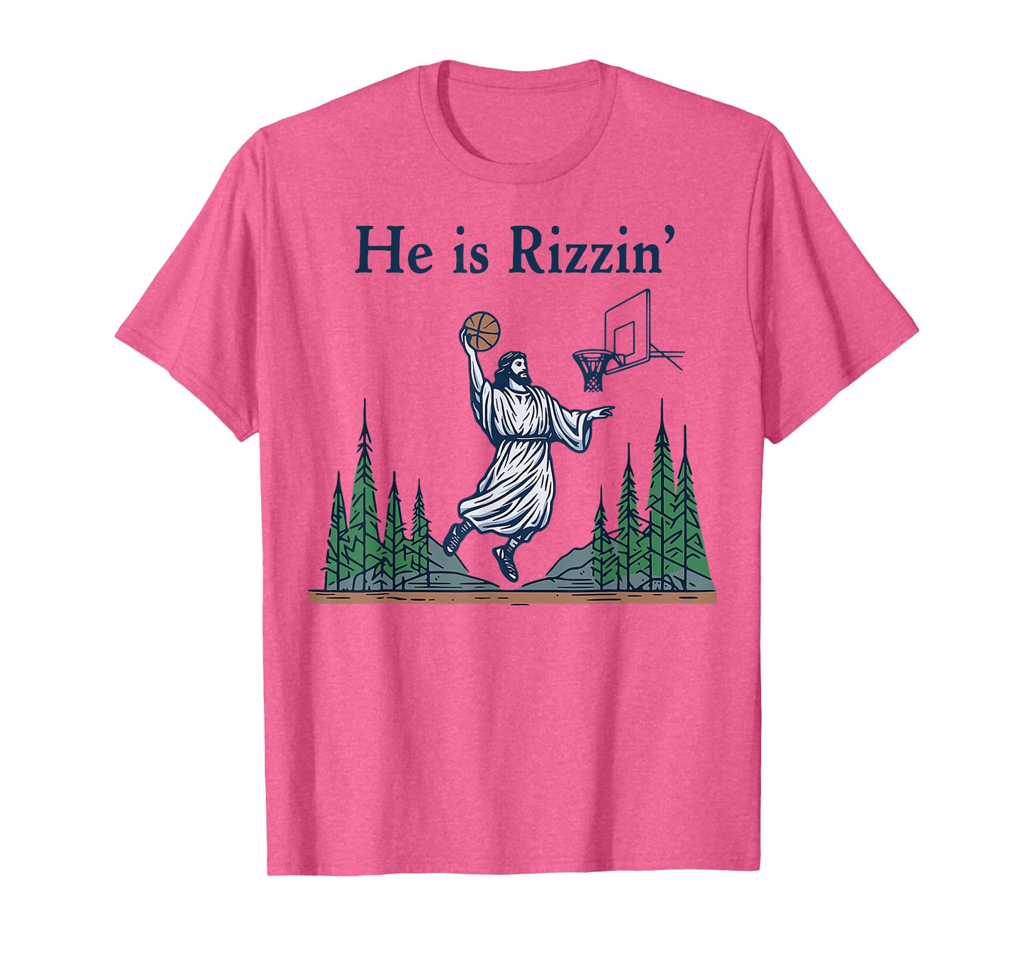 He Is Rizzin Funny Basketball Retro Christian Religious T-Shirt