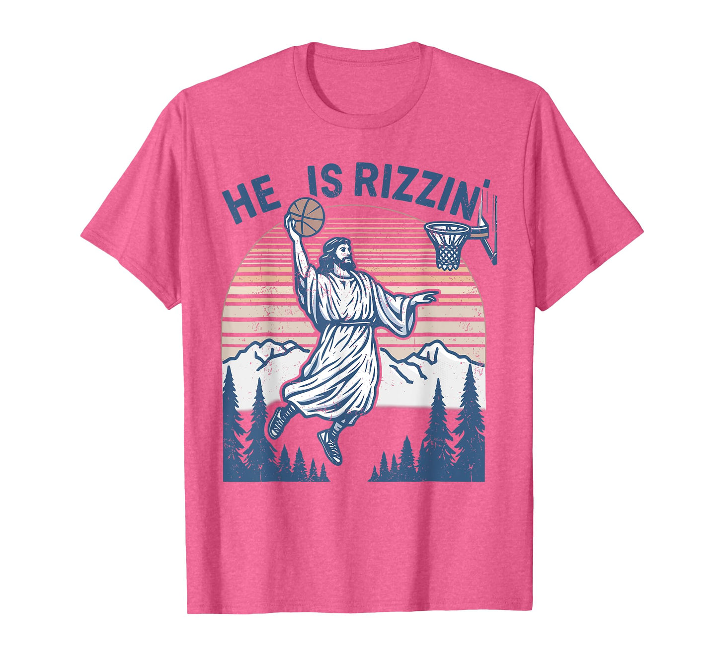 He is Risen Funny Easter Jesus Playing Basketball Mens Women T-Shirt