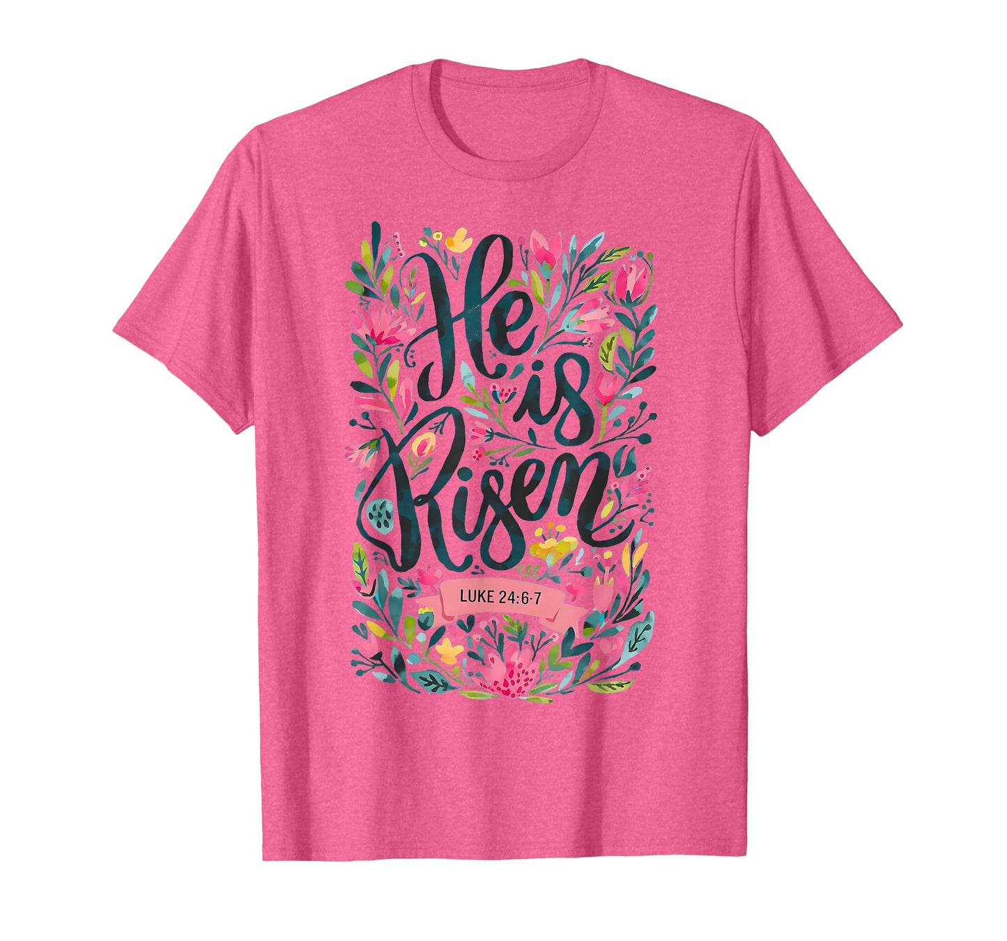 Floral Religious He is Risen Christian Happy Easter T-Shirt