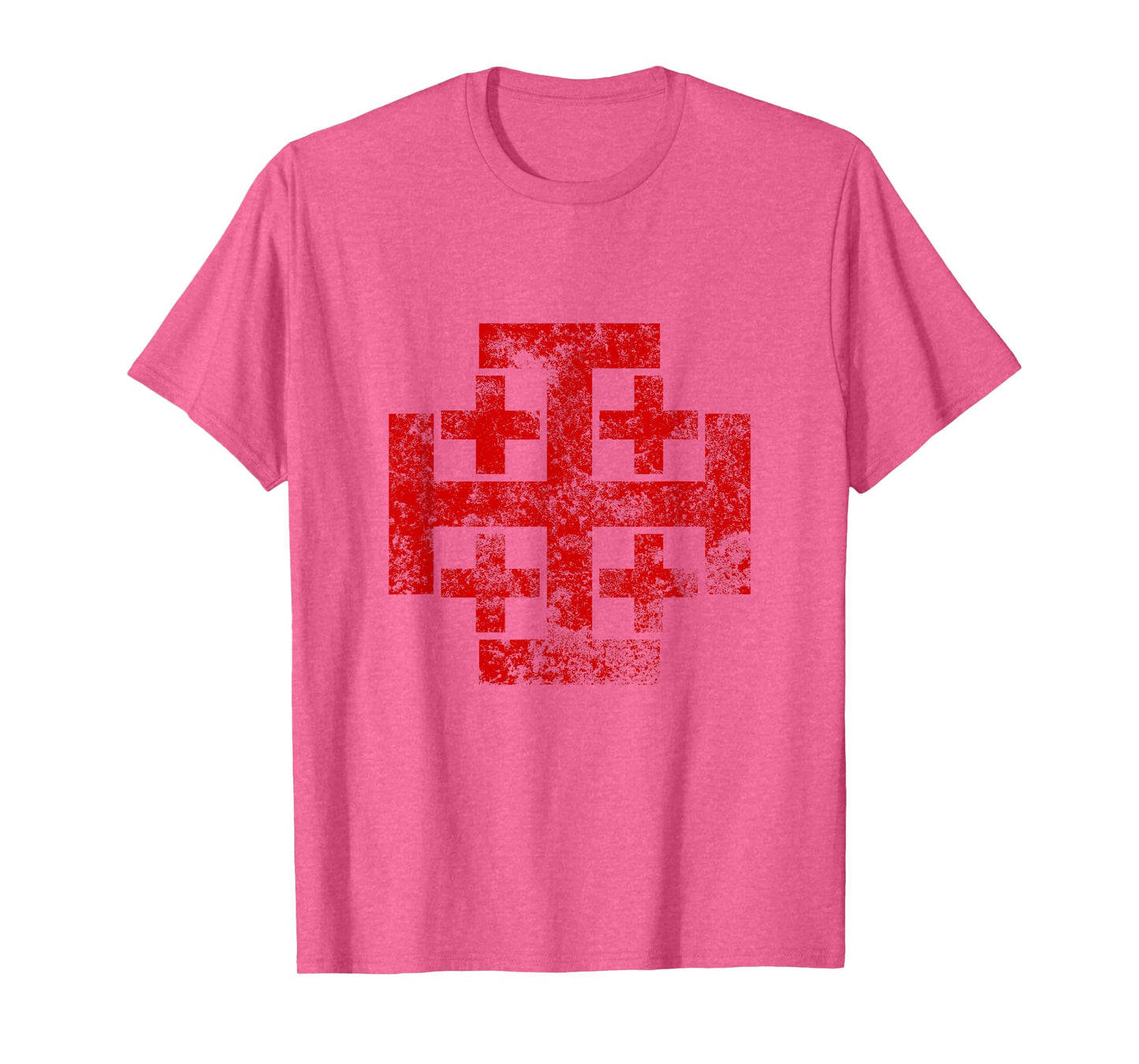 Jerusalem Cross Crusader T-Shirt Christian Catholic Distress T-Shirt
