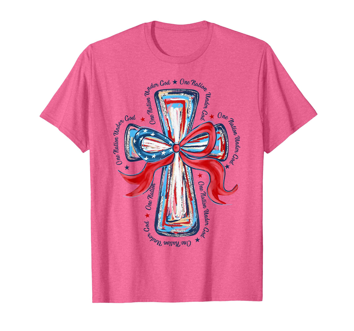 One Nation Under God US Flag 4th Of July Patriotic Christian T-Shirt