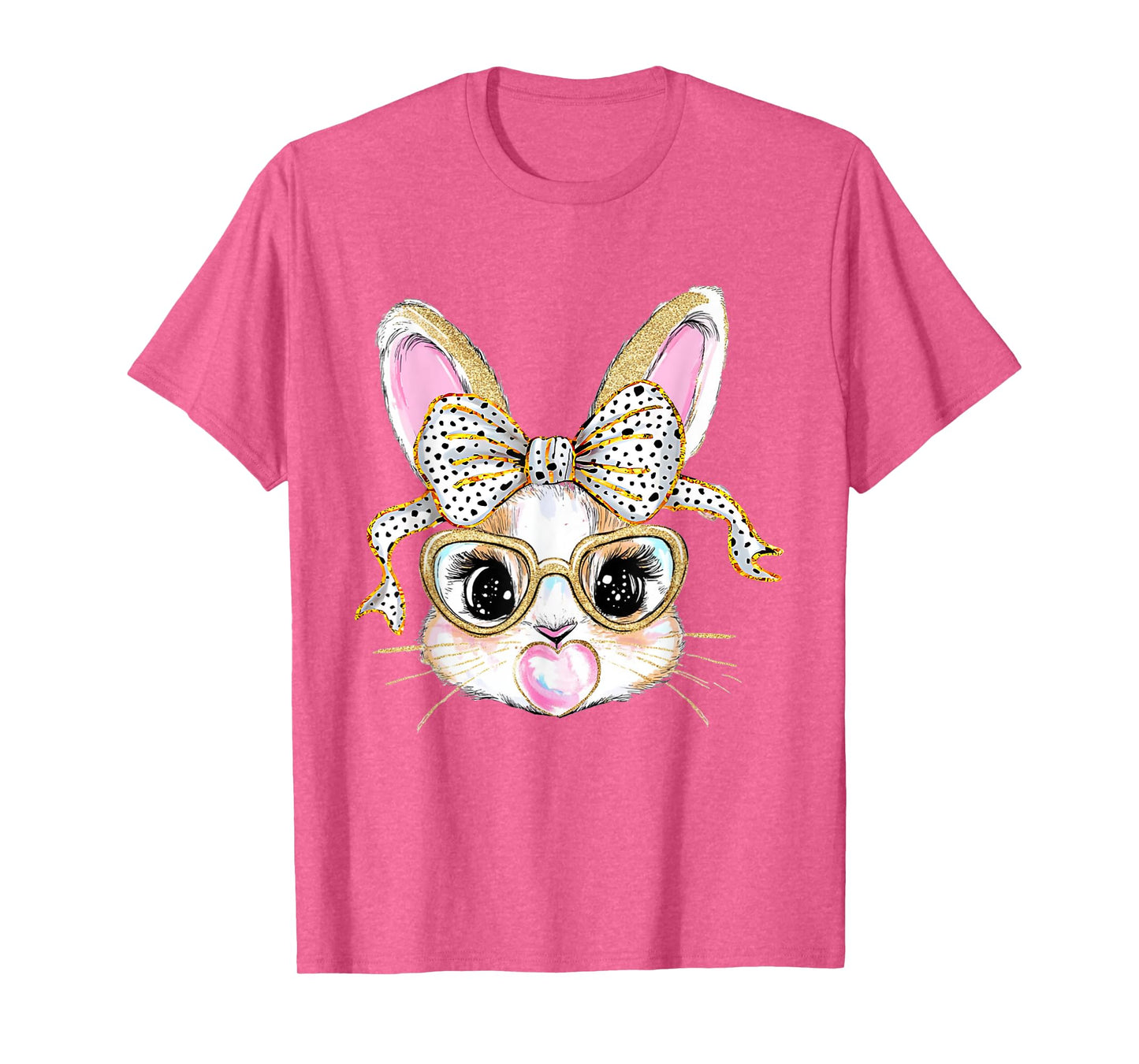 Cute Bunny Rabbit Face Coquette Bow Easter Day Girls Women T-Shirt