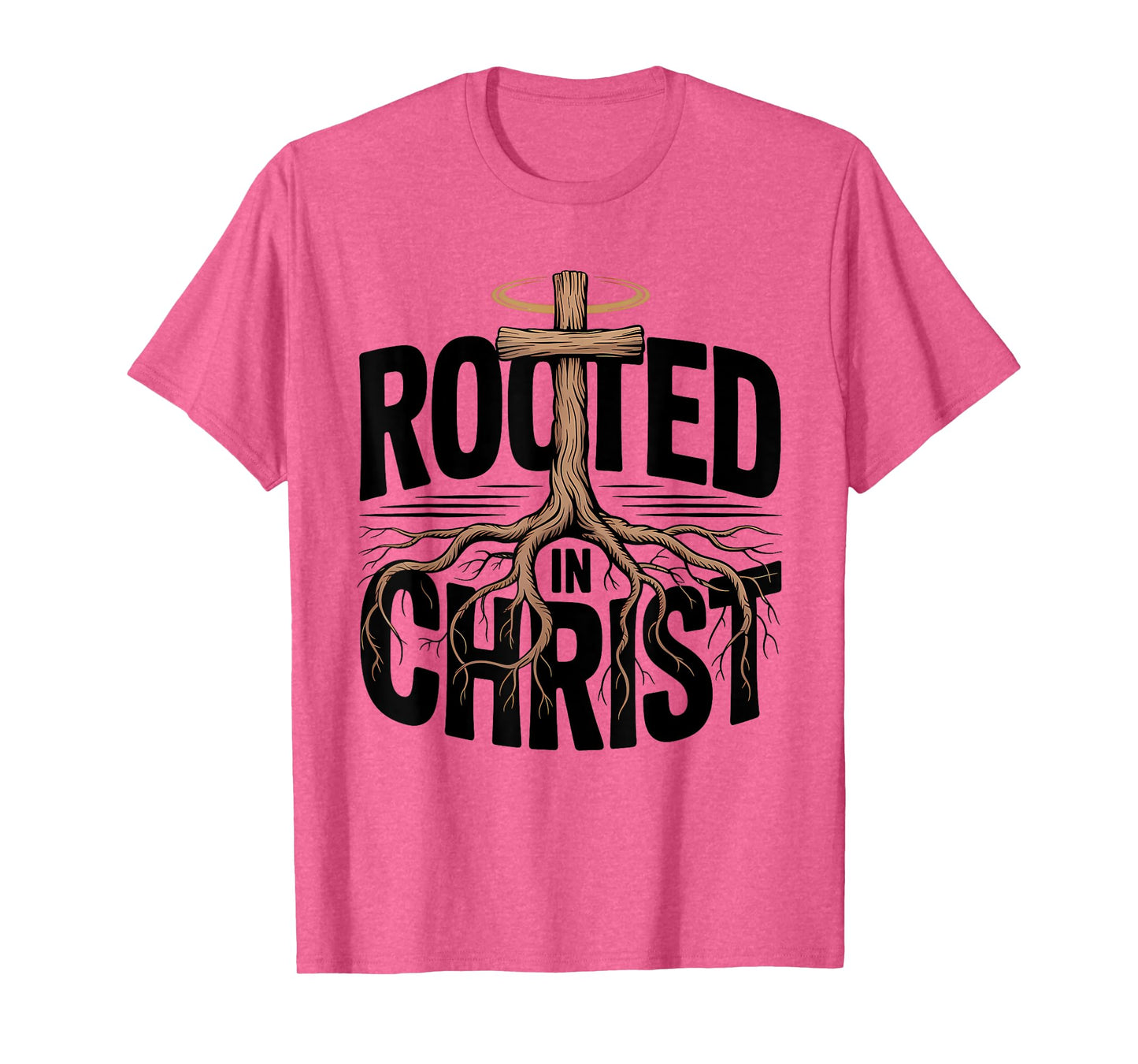 Rooted in Christ Christian Faith Jesus Cross T-Shirt