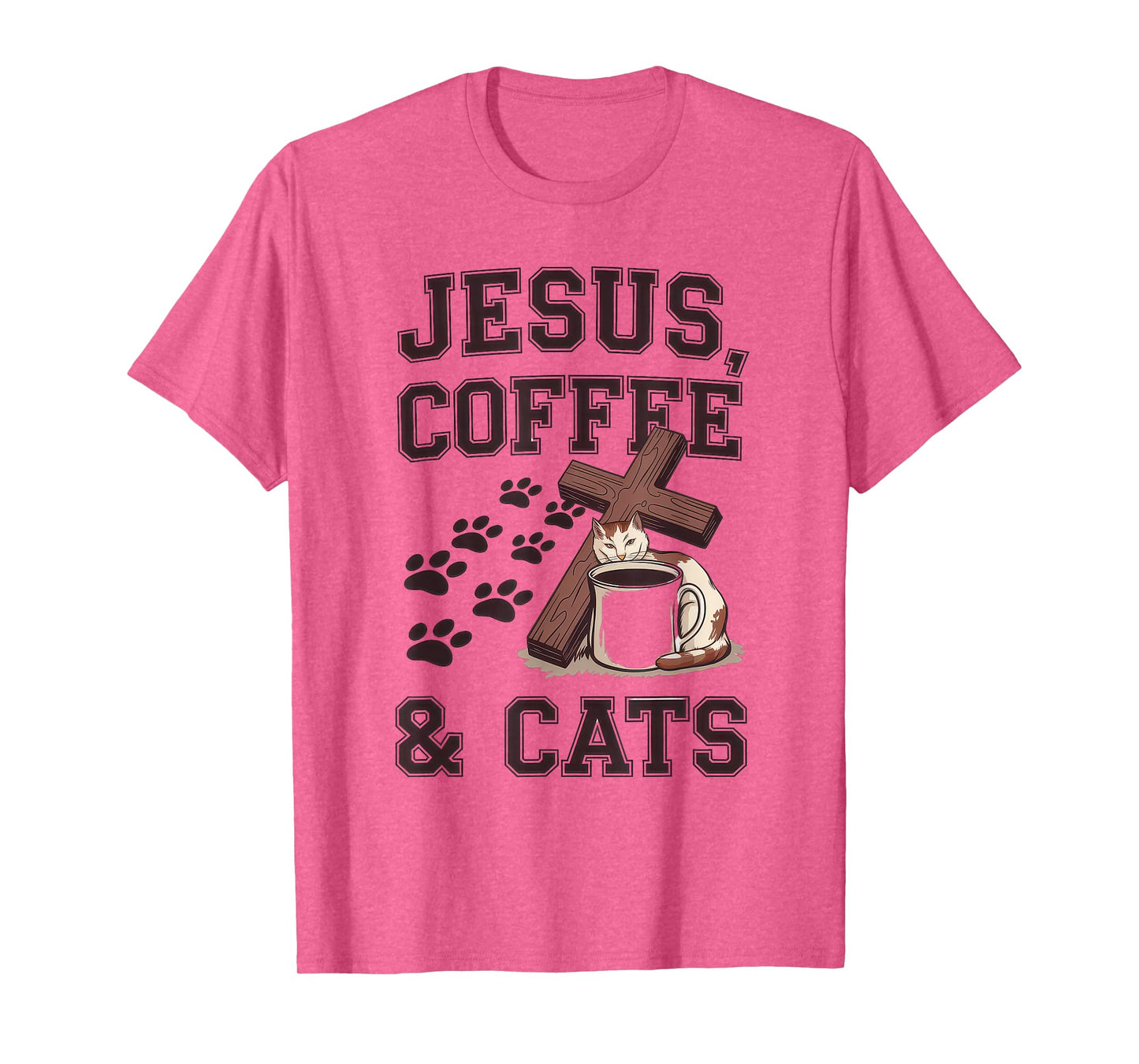 Jesus Coffee Cats Funny Cute Design Jesus Lovers Christian T-Shirt