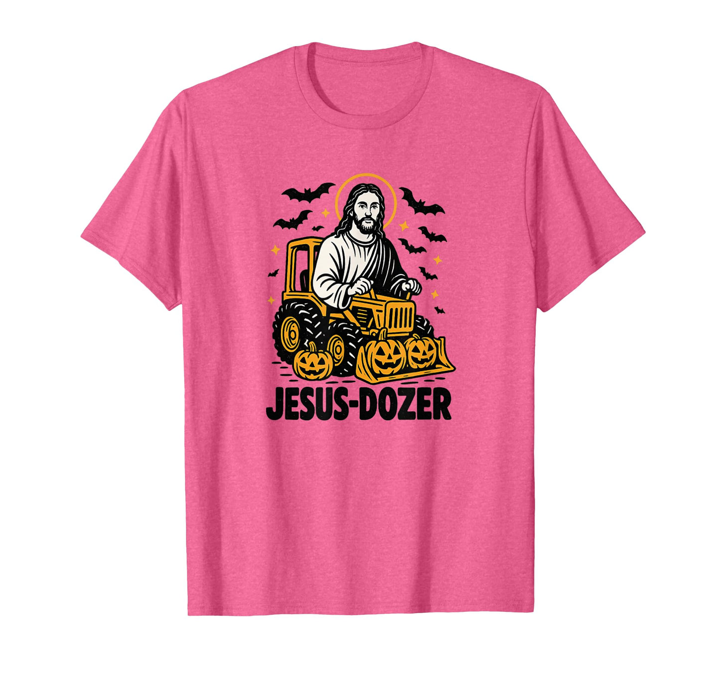Jesus Dozer Halloween with Pumpkins Funny Christ God T-Shirt