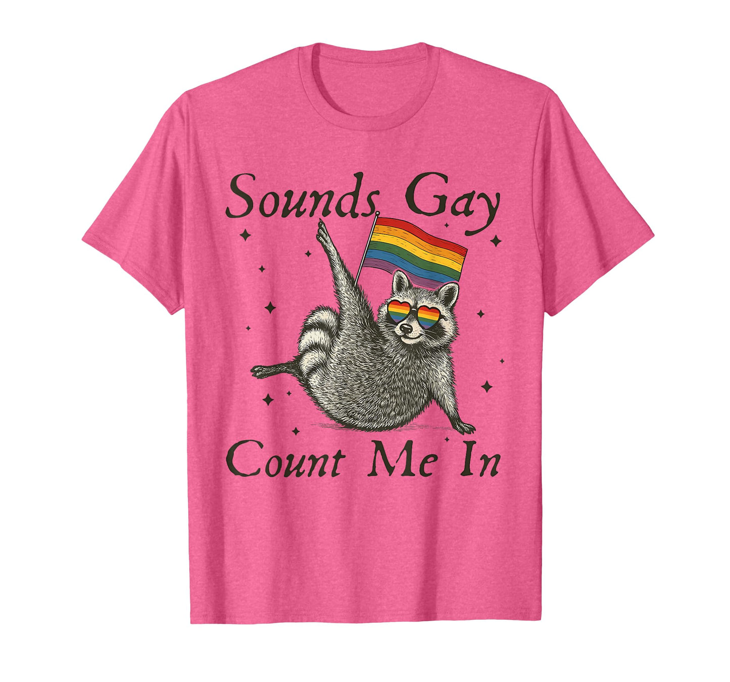 Sounds Gay Count Me In Racoon Rainbow Flag LGBT Gay Pride T-Shirt
