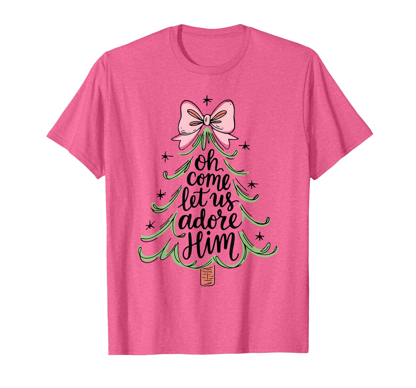 Oh Come Let Us Adore Him Christmas Christian Faith T-Shirt