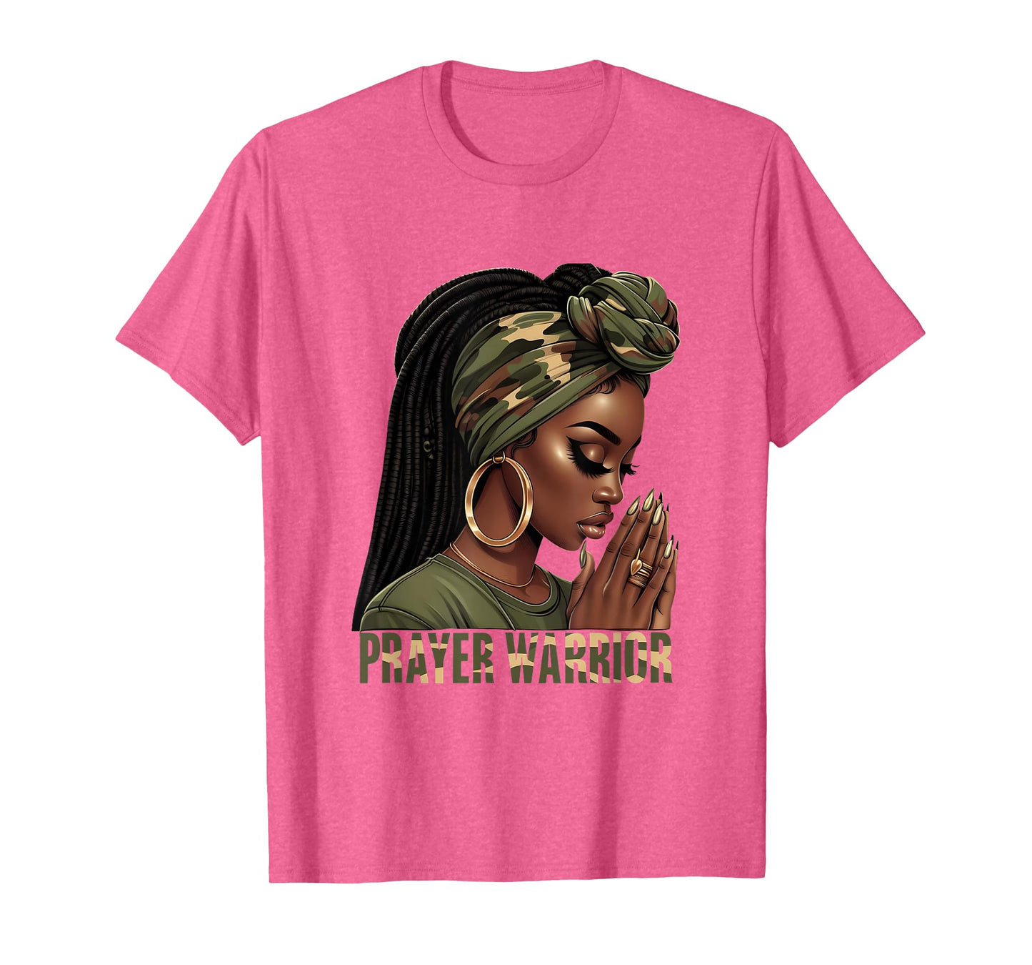 Black Woman Camo Pray Faith Christian Inspirational T-Shirt