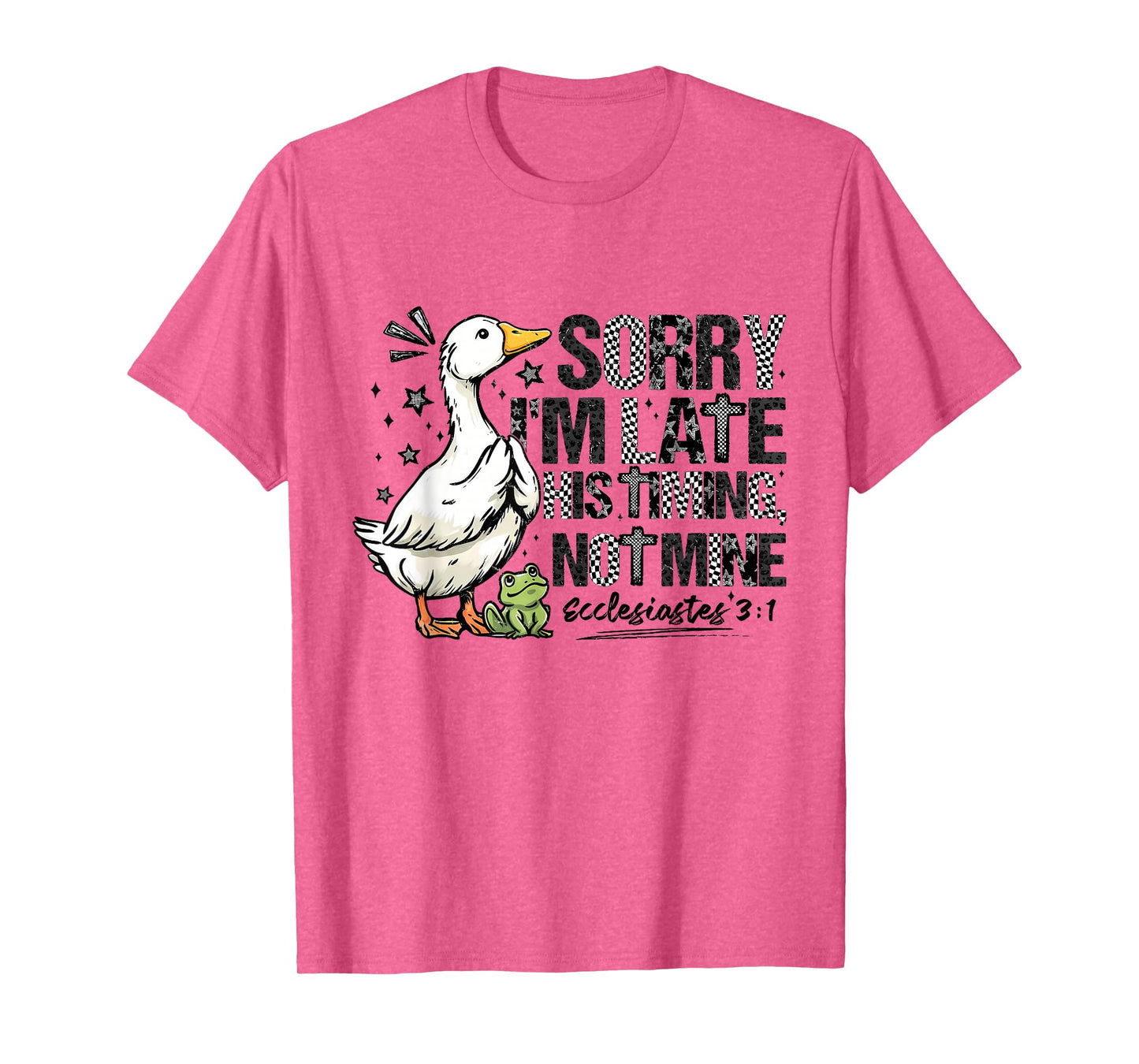 Sorry I'm Late His Timing Not Mine Ecclesiastes Goose Frog T-Shirt