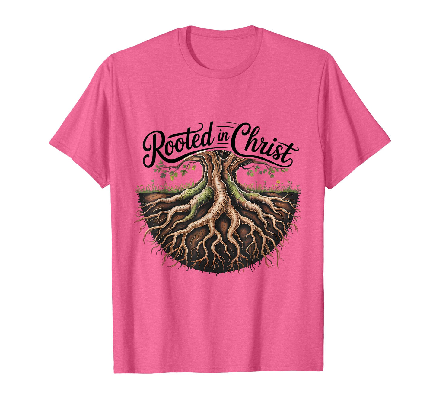 Rooted in Christ Jesus Cross Christian Faith T-Shirt