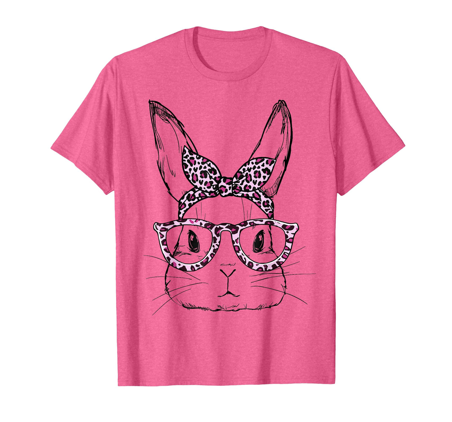 Cute Bunny Rabbit Leopard Glasses Happy Easter Day T-Shirt