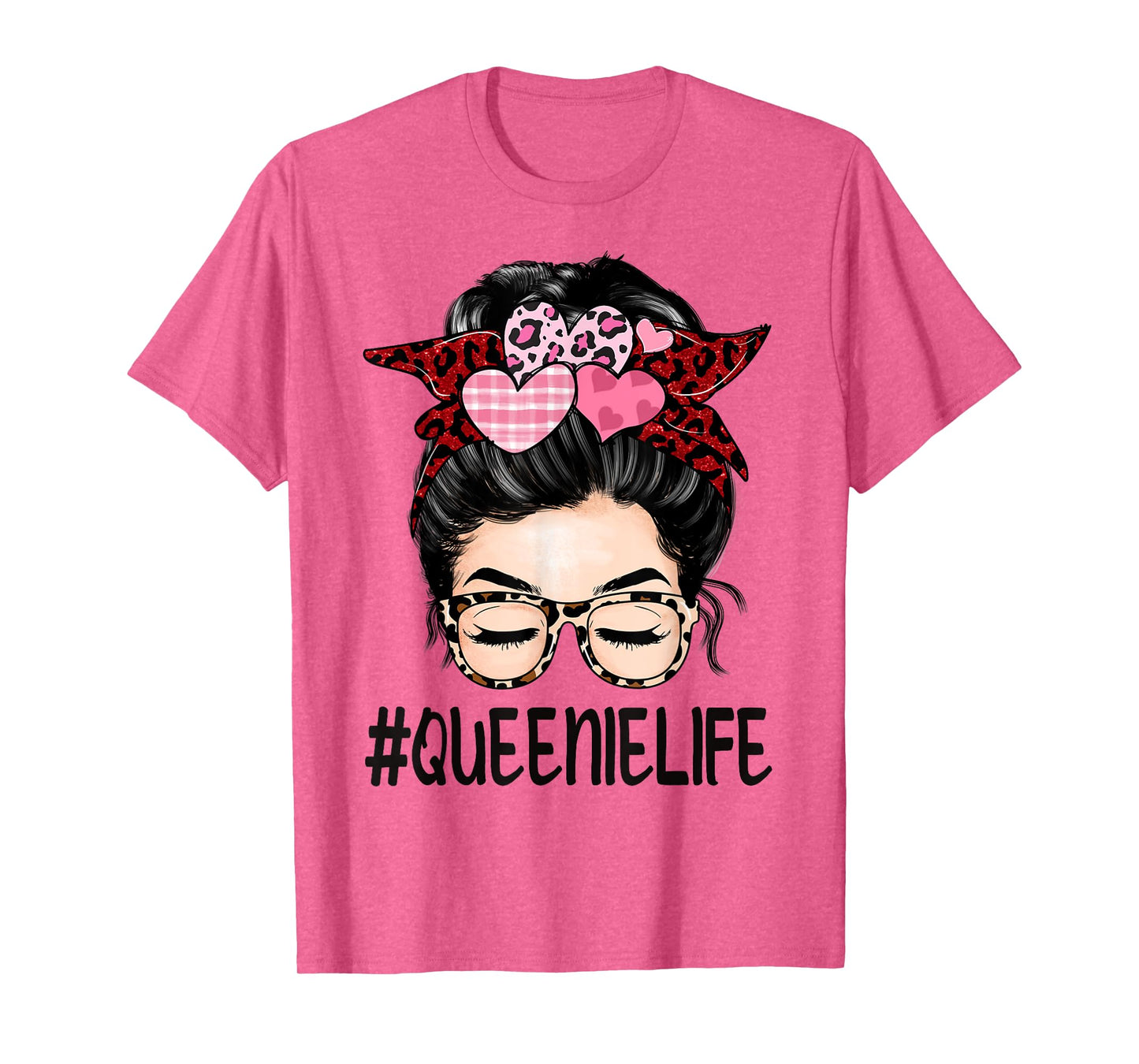 Queenie Valentines Day Women Cute Messy Bun Appreciation T-Shirt