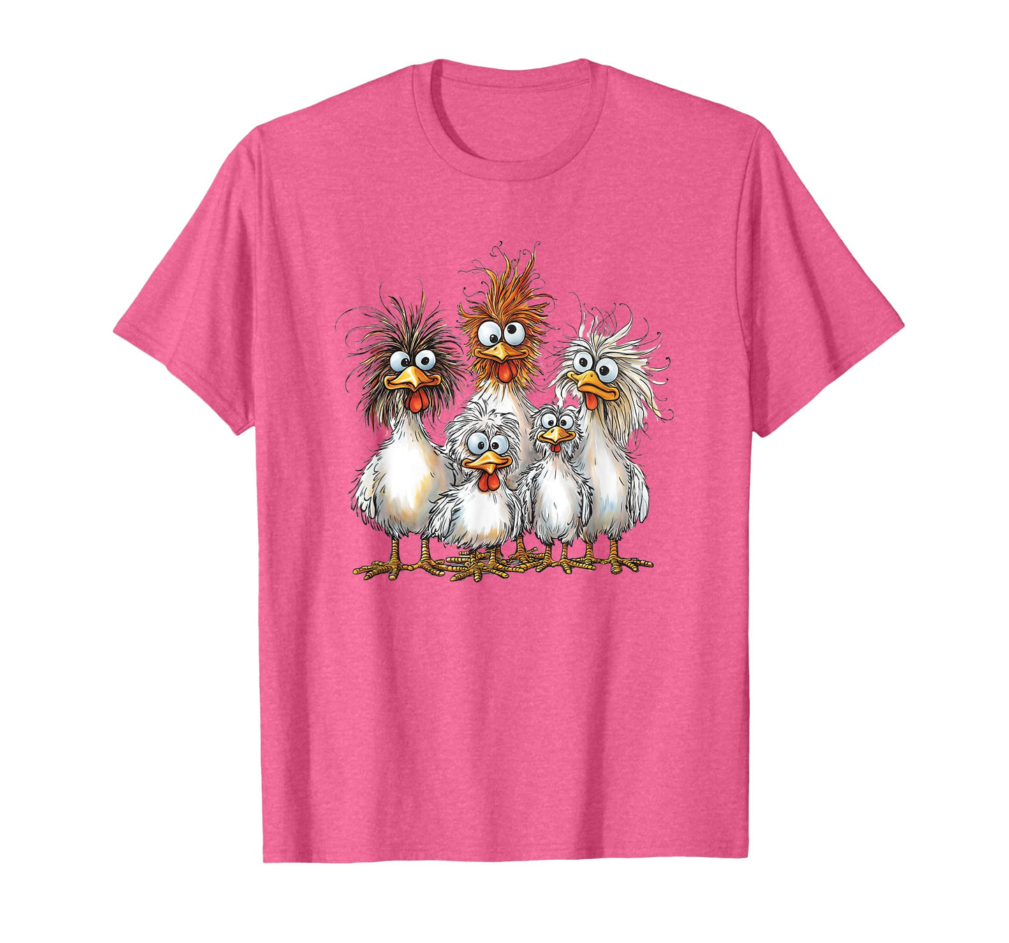 Eagerlys Colorful Funny Chicken Art Crazy Chicken Family T-Shirt
