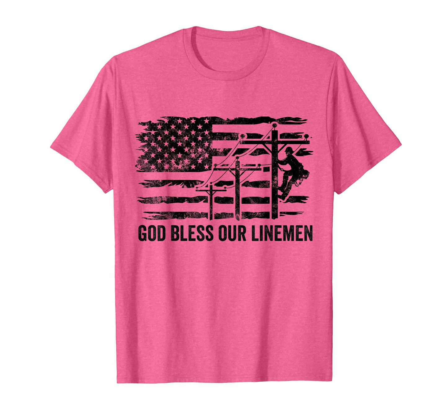 God Bless Our Linemen American Flag Proud Lineman Wife T-Shirt
