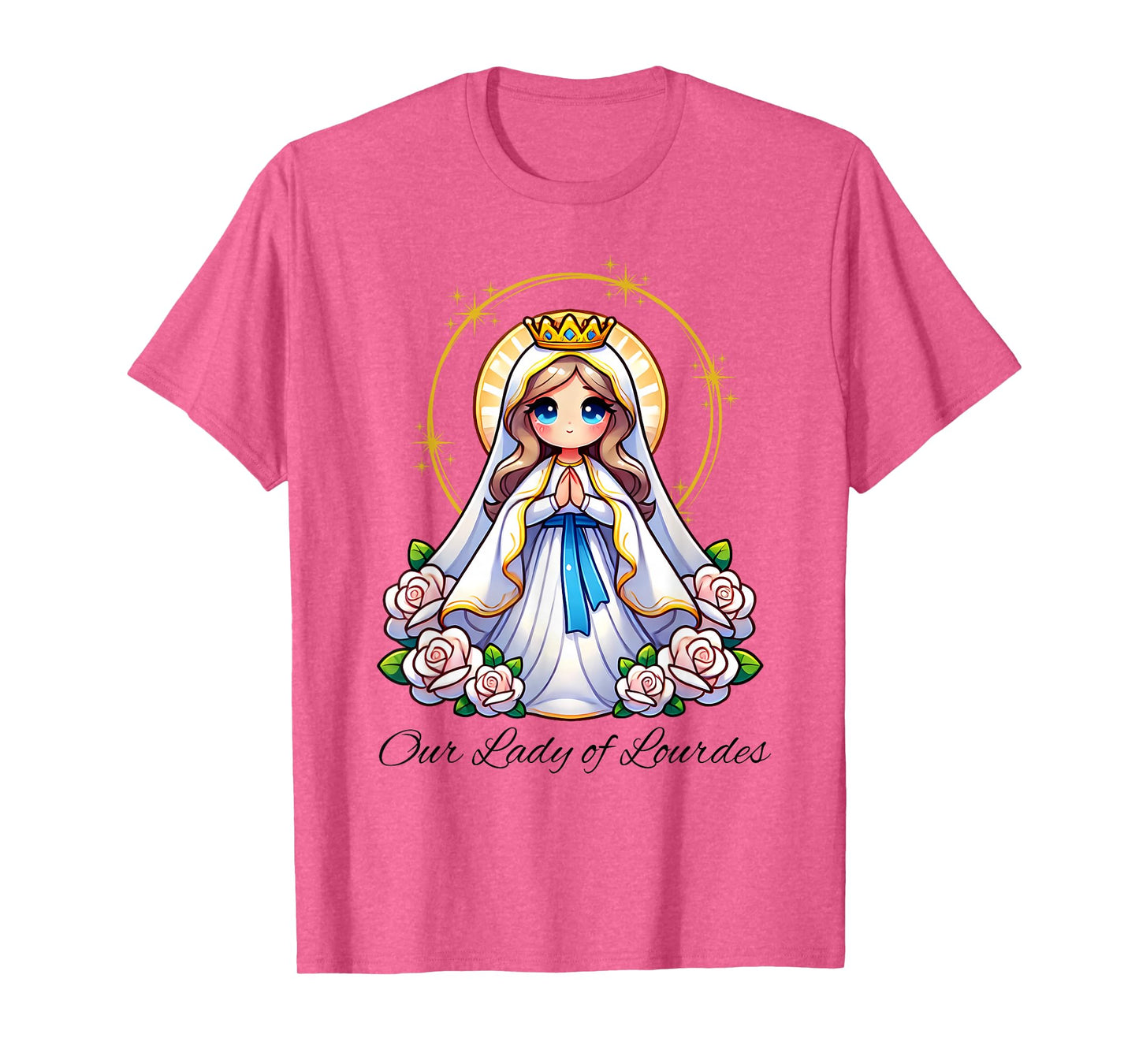 Our Lady of Lourdes Pray Mary Cute Women Catholic Girls kids T-Shirt